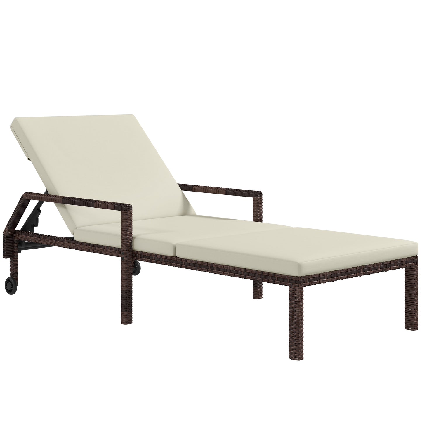 Outdoor Sun Lounger, Rattan Wicker Chaise Recliner