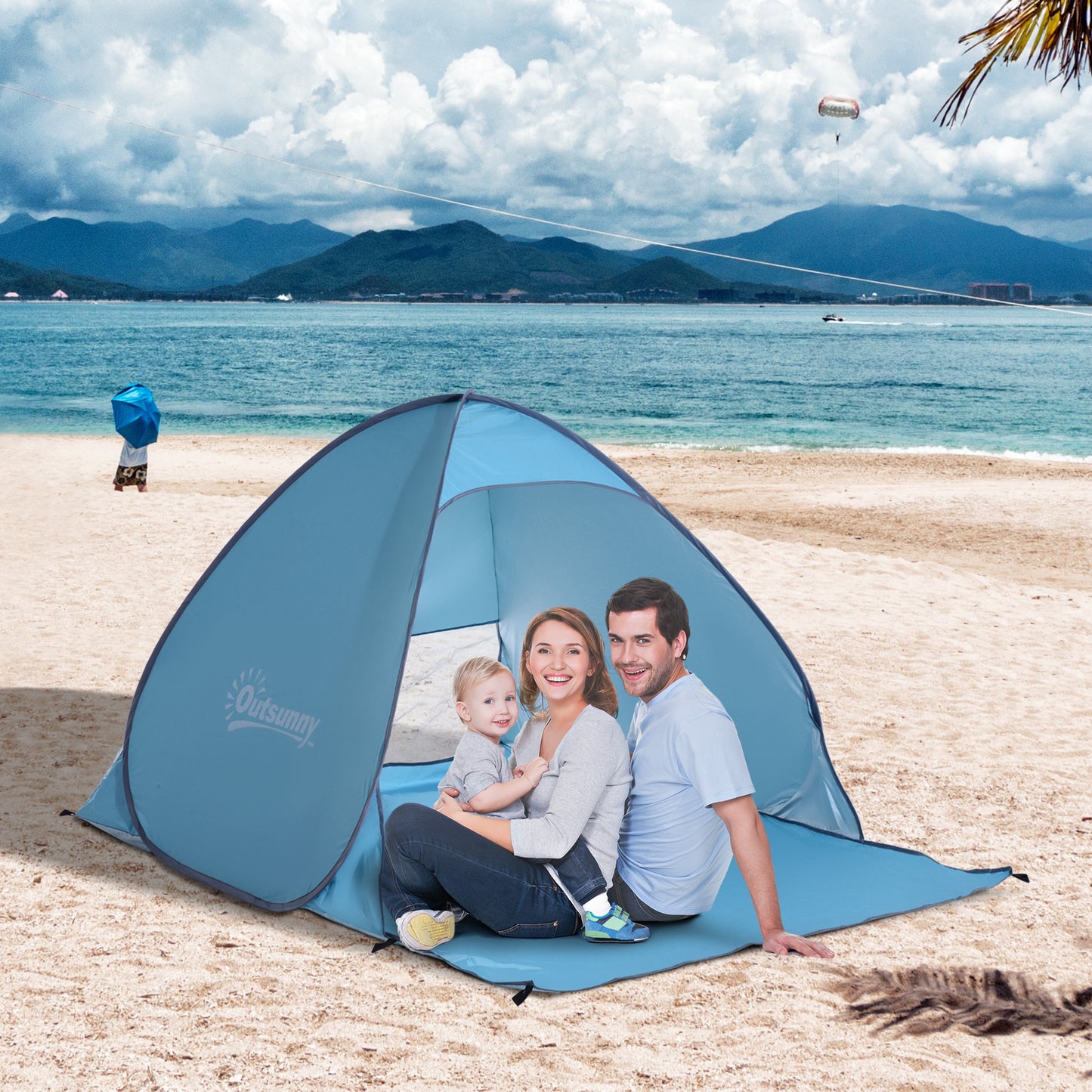 2-3 Person Pop up Beach Tent Hiking UV 30+ Protection Patio Sun