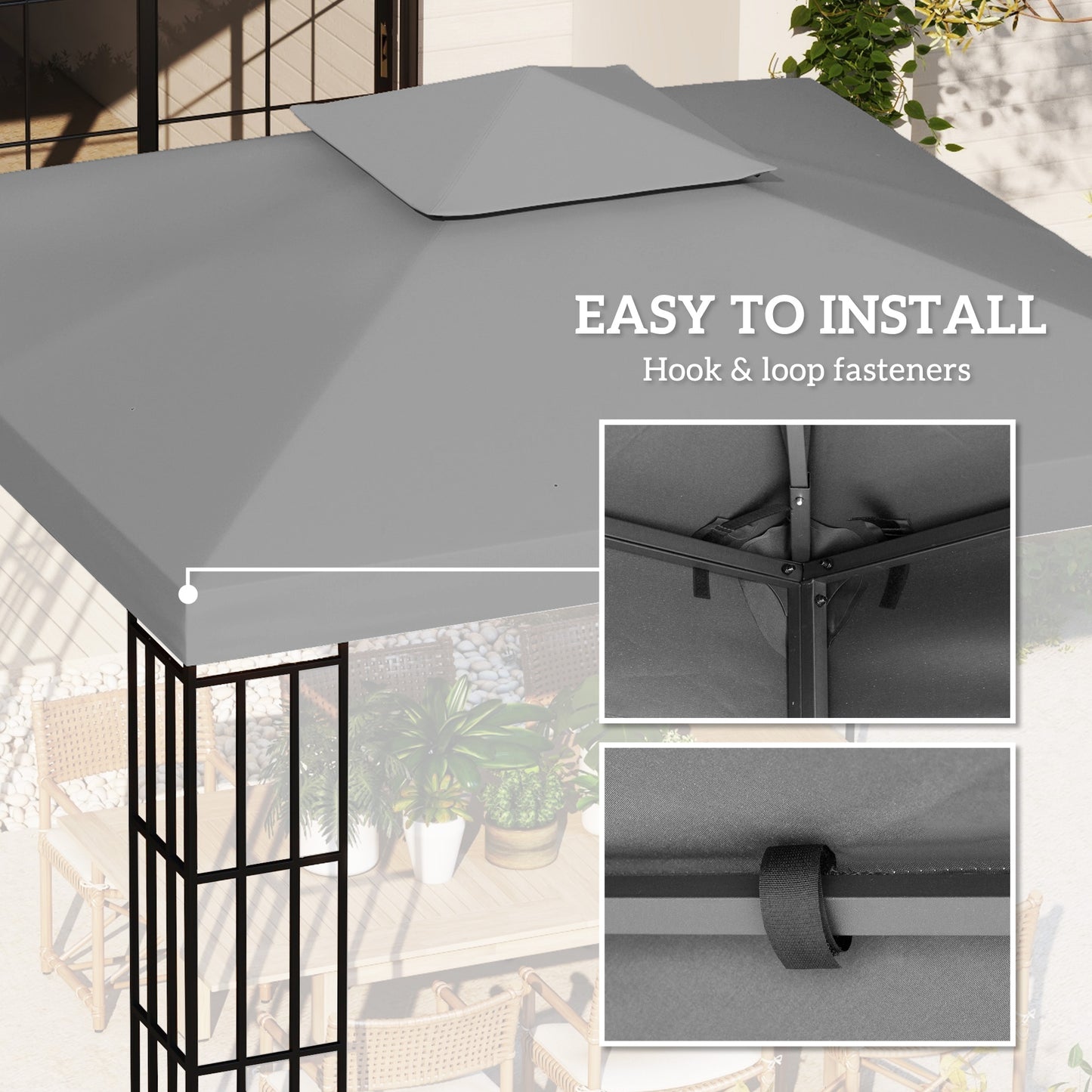 3(m) Gazebo Top Cover Double Tier Canopy Replacement Pavilion Roof (1)