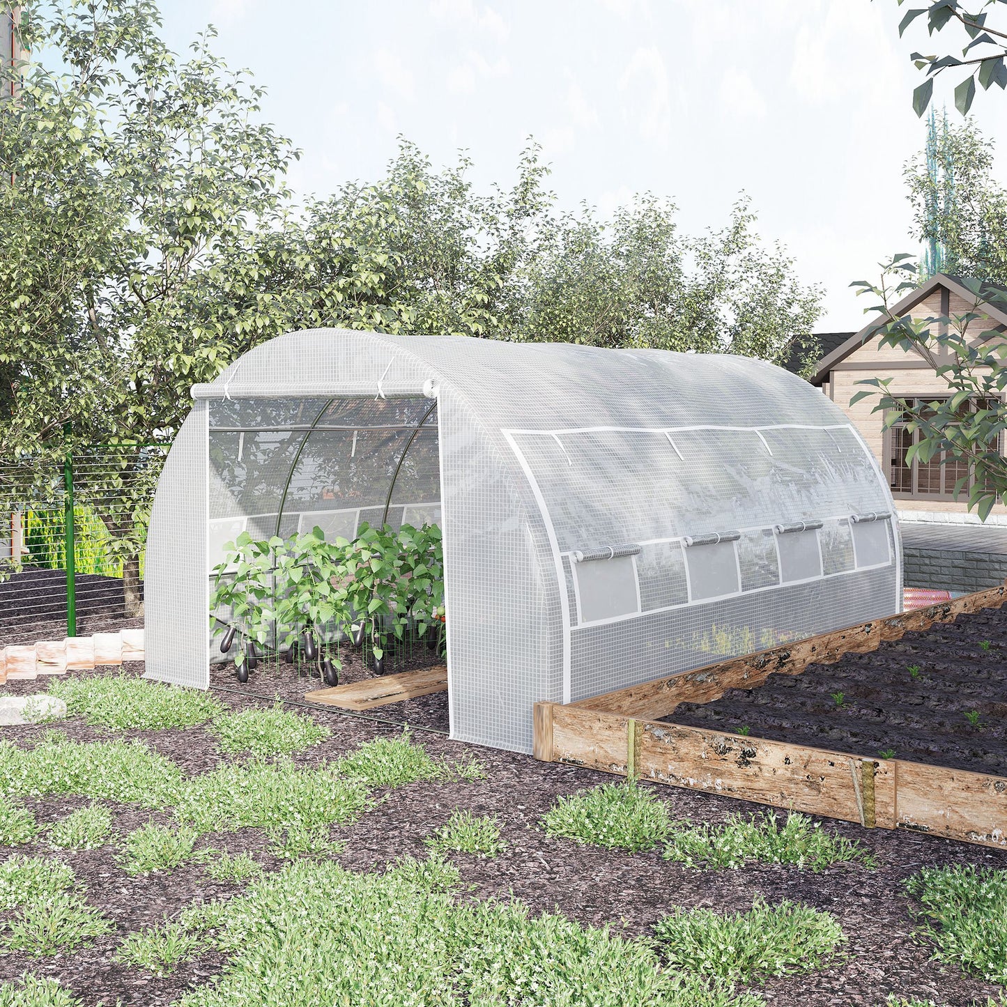 4 x 3 x 2 m Polytunnel Greenhouse with Roll-up Side Walls