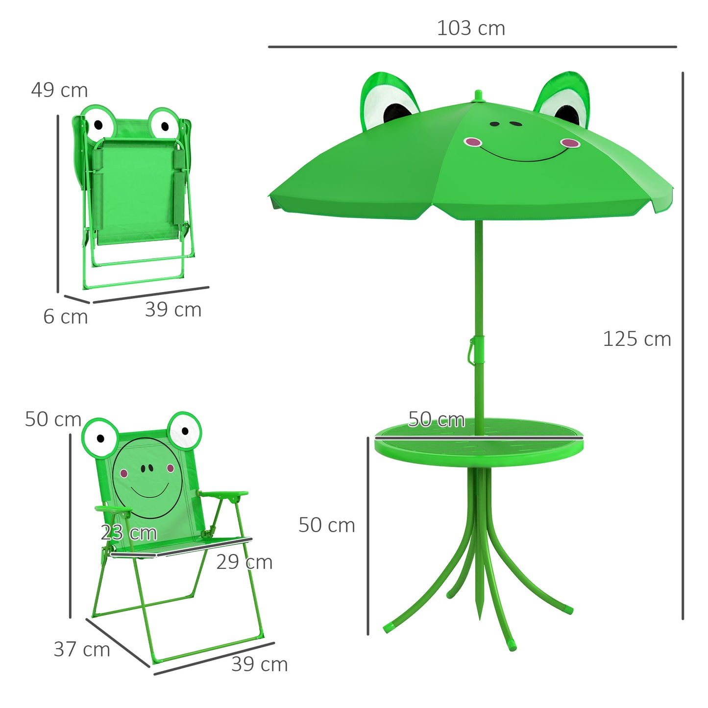 Kids Folding Picnic Table Chair Set w/ Parasol
