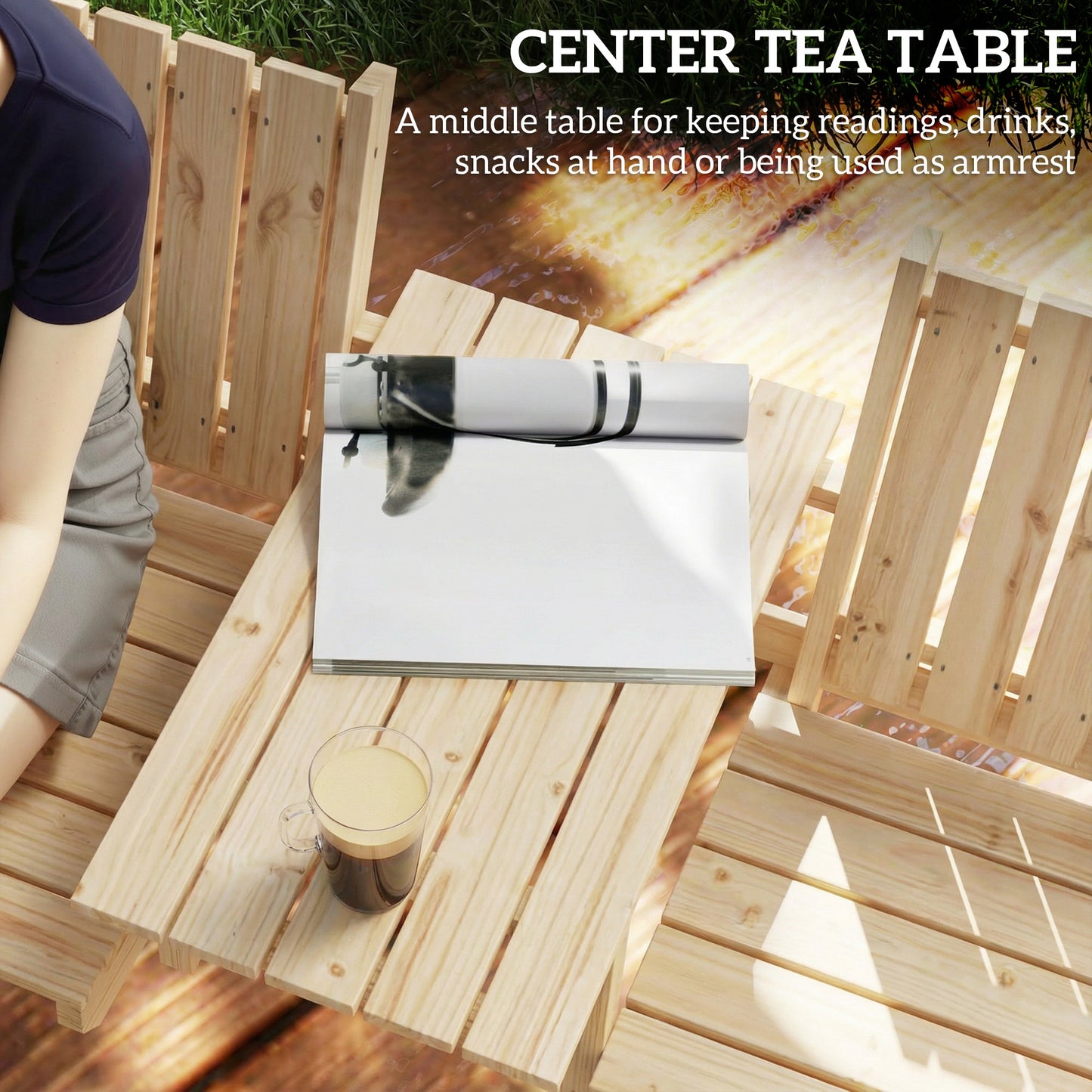 2-Seater Garden Loveseat with Table and Parasol Hole for Porch, Patio