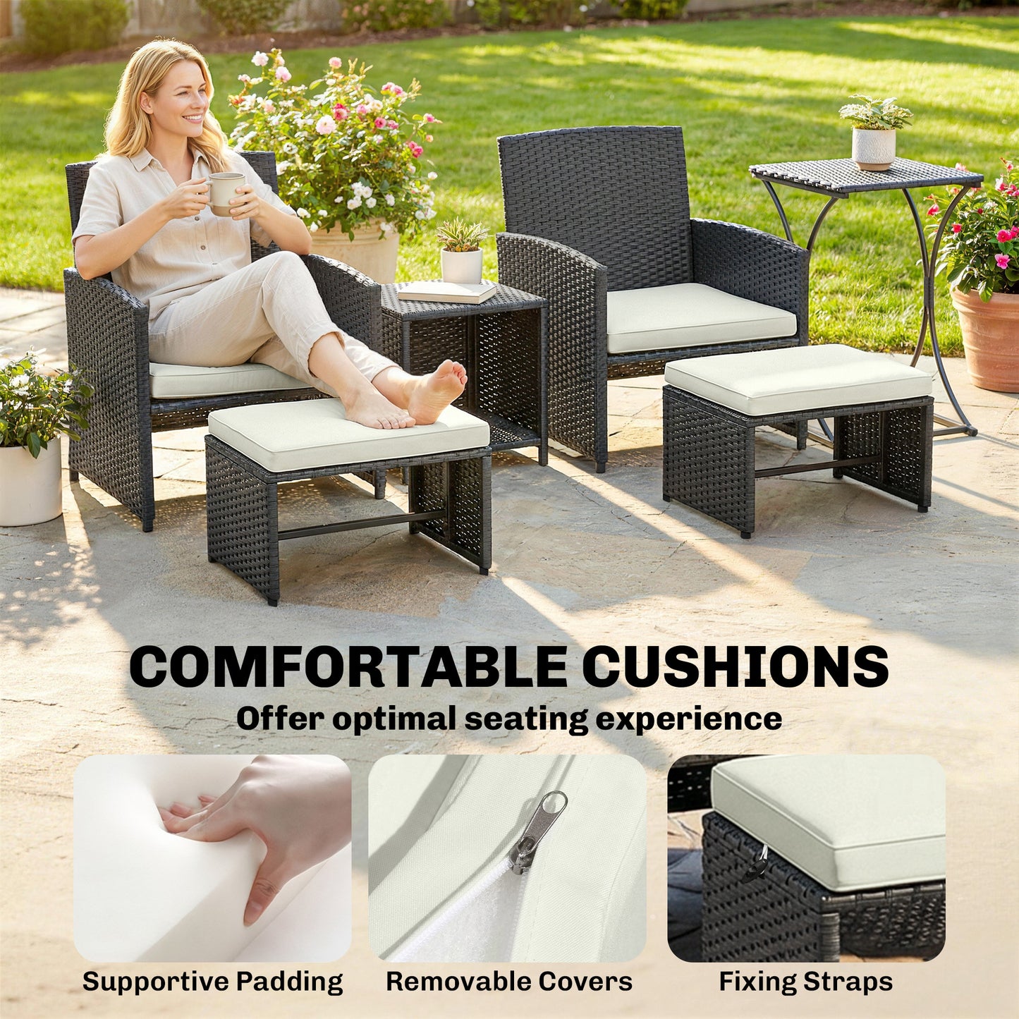 6 Piece Rattan Garden Furniture