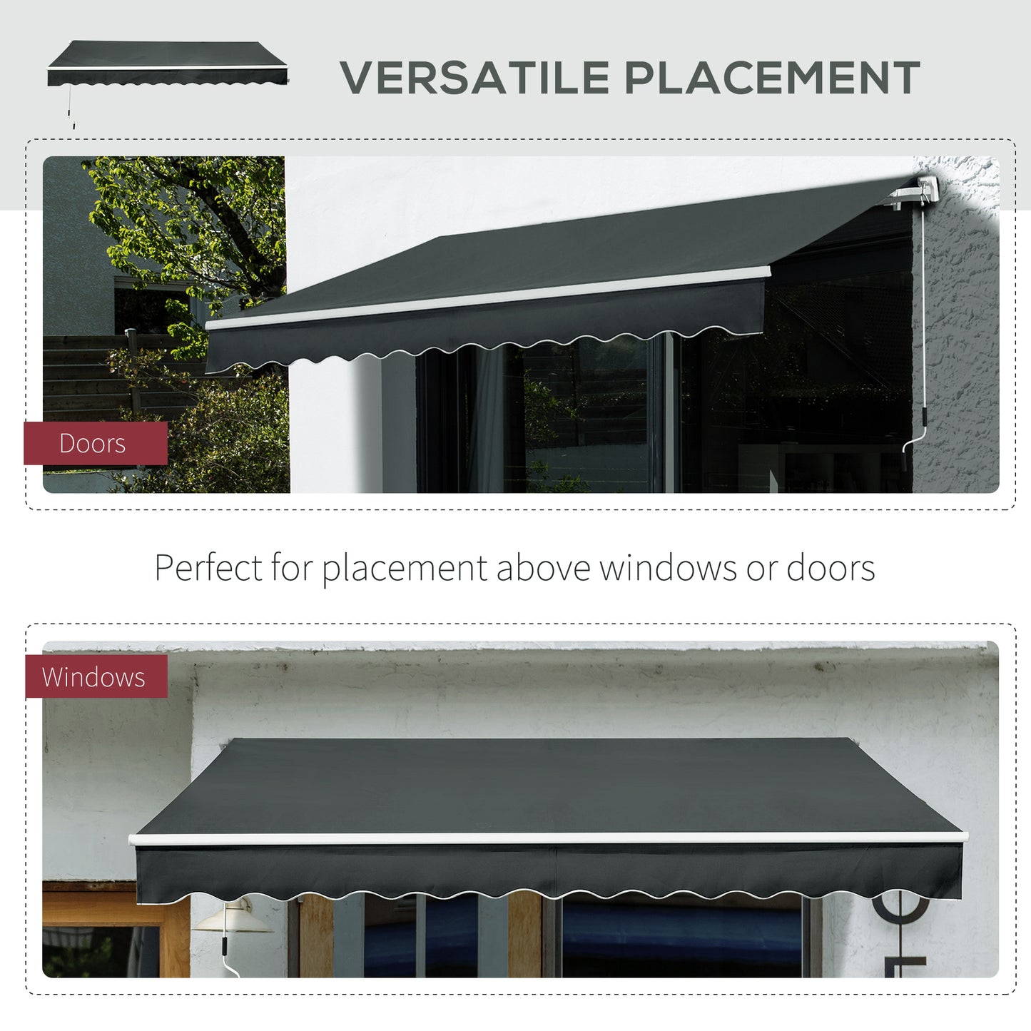 3.5M x 2.5M Manual Awning Canopy Retractable Sun Shade Shelter
