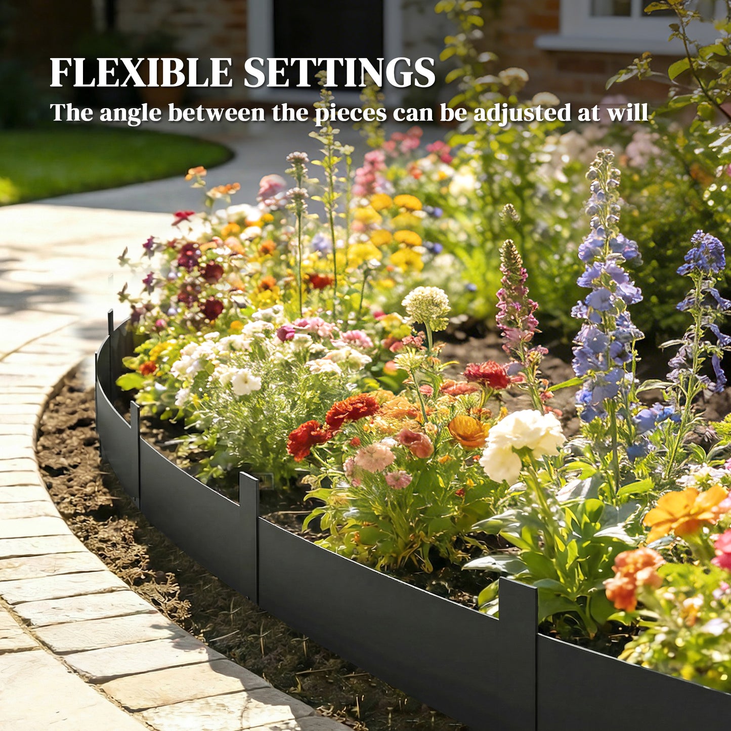 5pcs Garden Fence, Metal Picket Fence Panels, 102x15cm