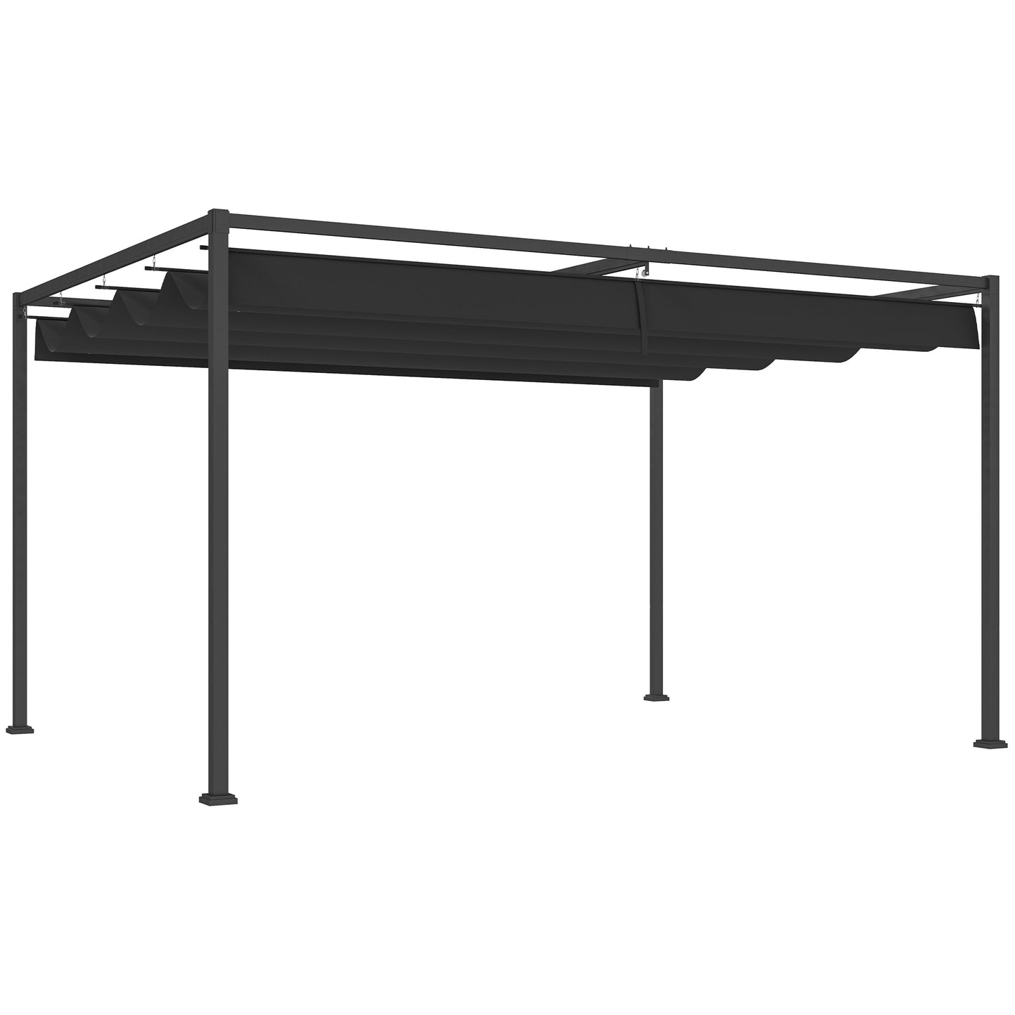 4 x 3m Metal Pergola, with Retractable Canopy Roof