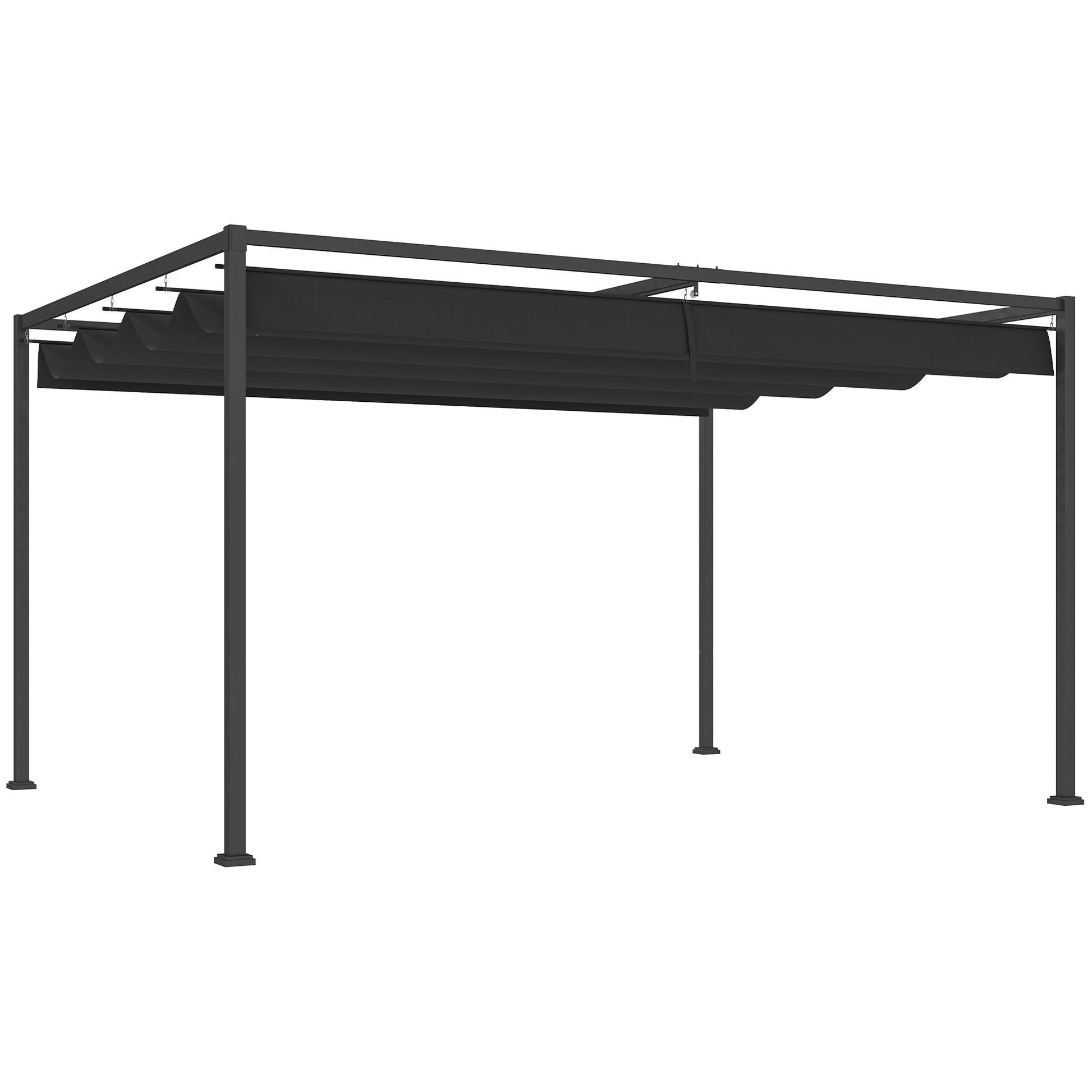 4 x 3m Metal Pergola, with Retractable Canopy Roof