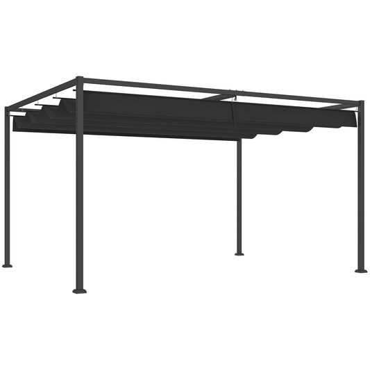 4 x 3m Metal Pergola, with Retractable Canopy Roof