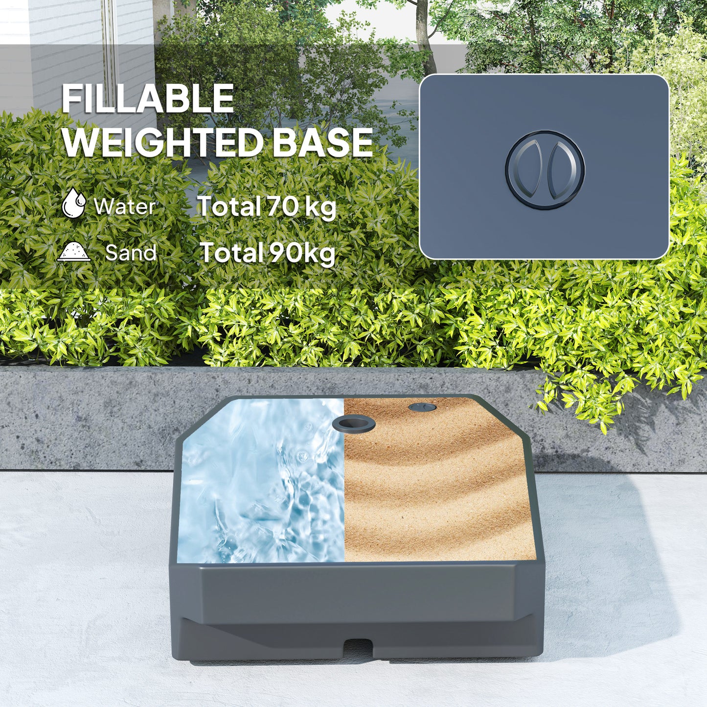 3(m) Garden Cantilever Parasol with Fillable Base up to 90kg