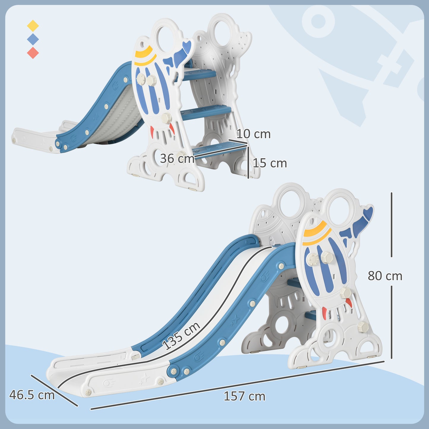 Space-Themed Baby Slide, Indoor Freestanding Kids Slide
