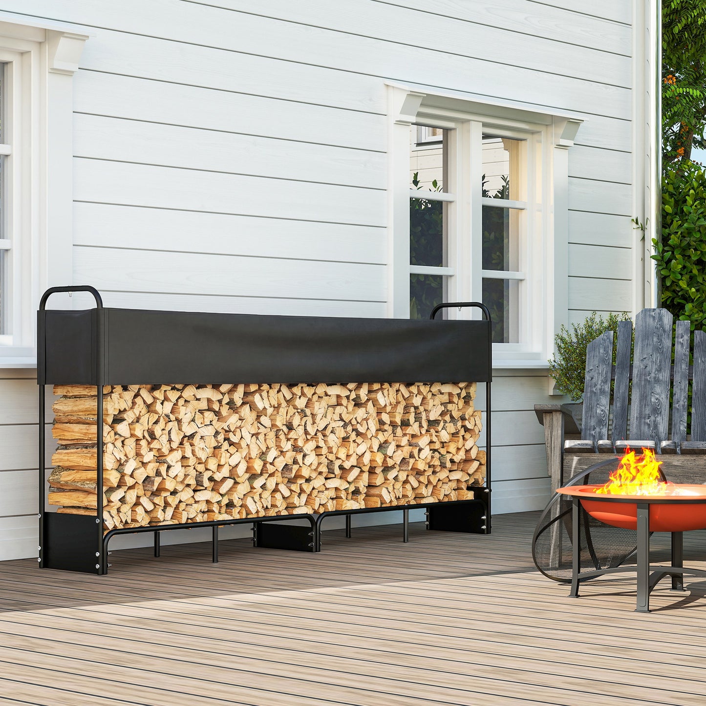8.5ft Firewood Rack, Heavy Duty Log Storage Holder