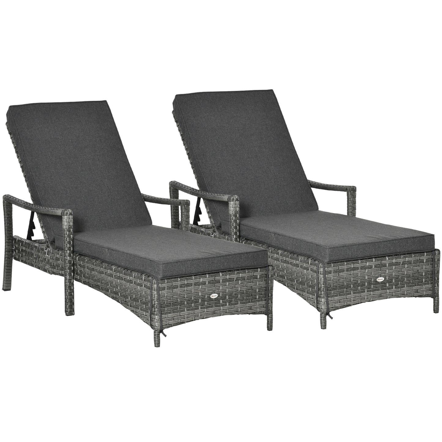 PE Rattan Sun Loungers set of 2 with Cushion