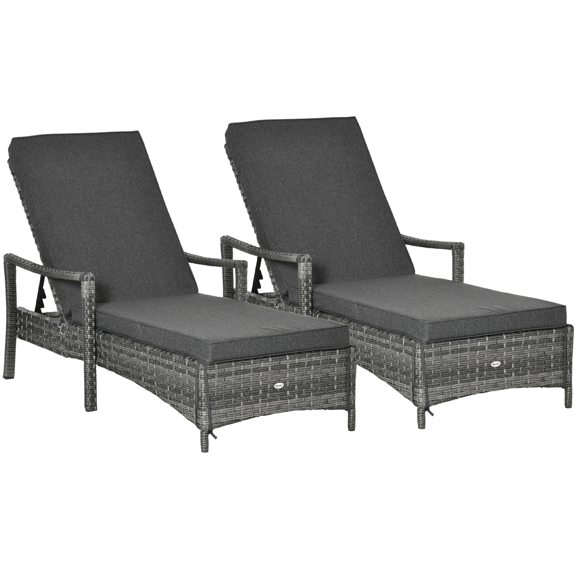 PE Rattan Sun Loungers set of 2 with Cushion