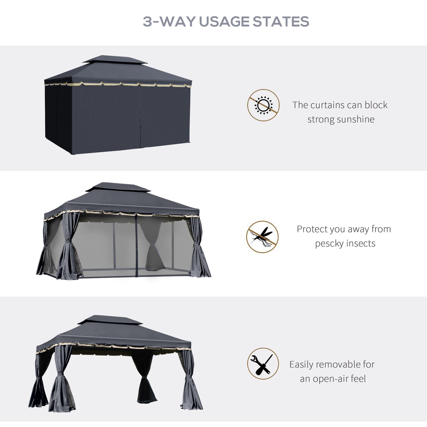 3 x 4m Aluminium Garden Gazebo