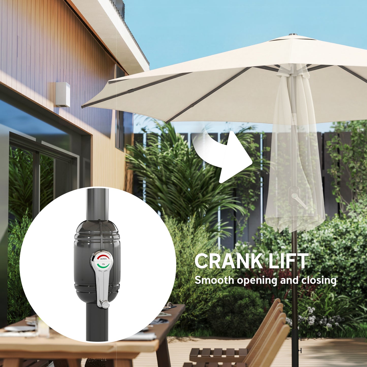 2.7 m Garden Parasol Umbrella with Cross Base and Sandbag