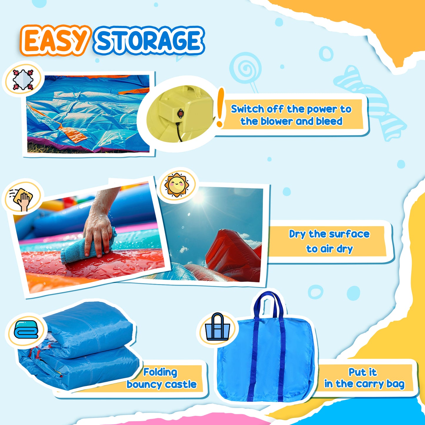 6 in 1 Kids Bouncy Castle, with Water Slide, Water Gun
