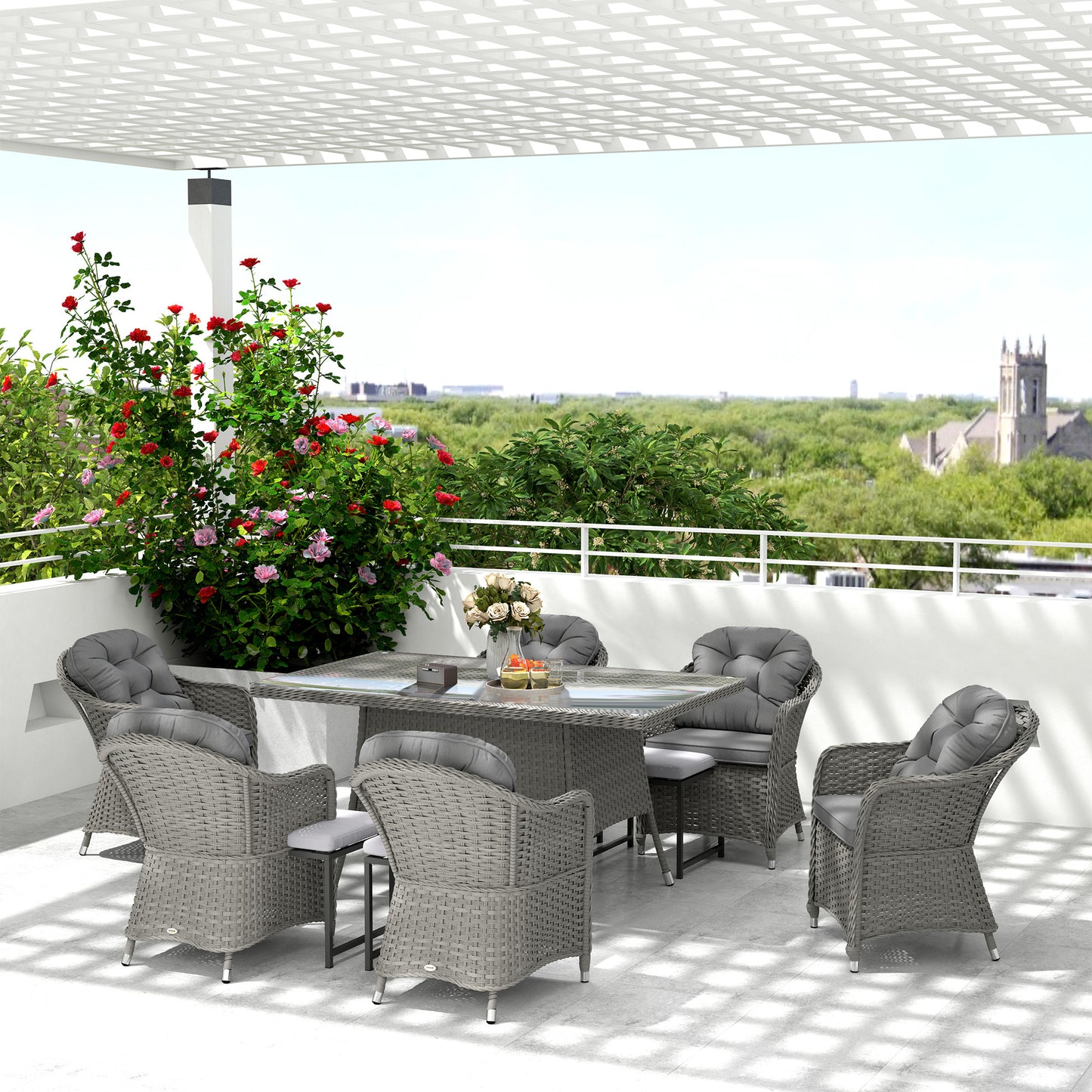 Seven-Piece Rattan Dining Set (2)