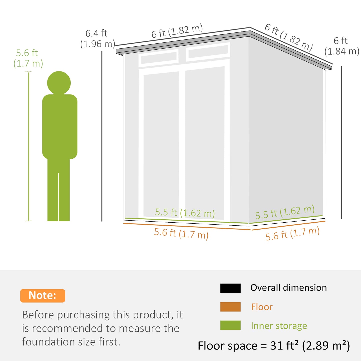 6 x 6 ft Plastic Garden Shed
