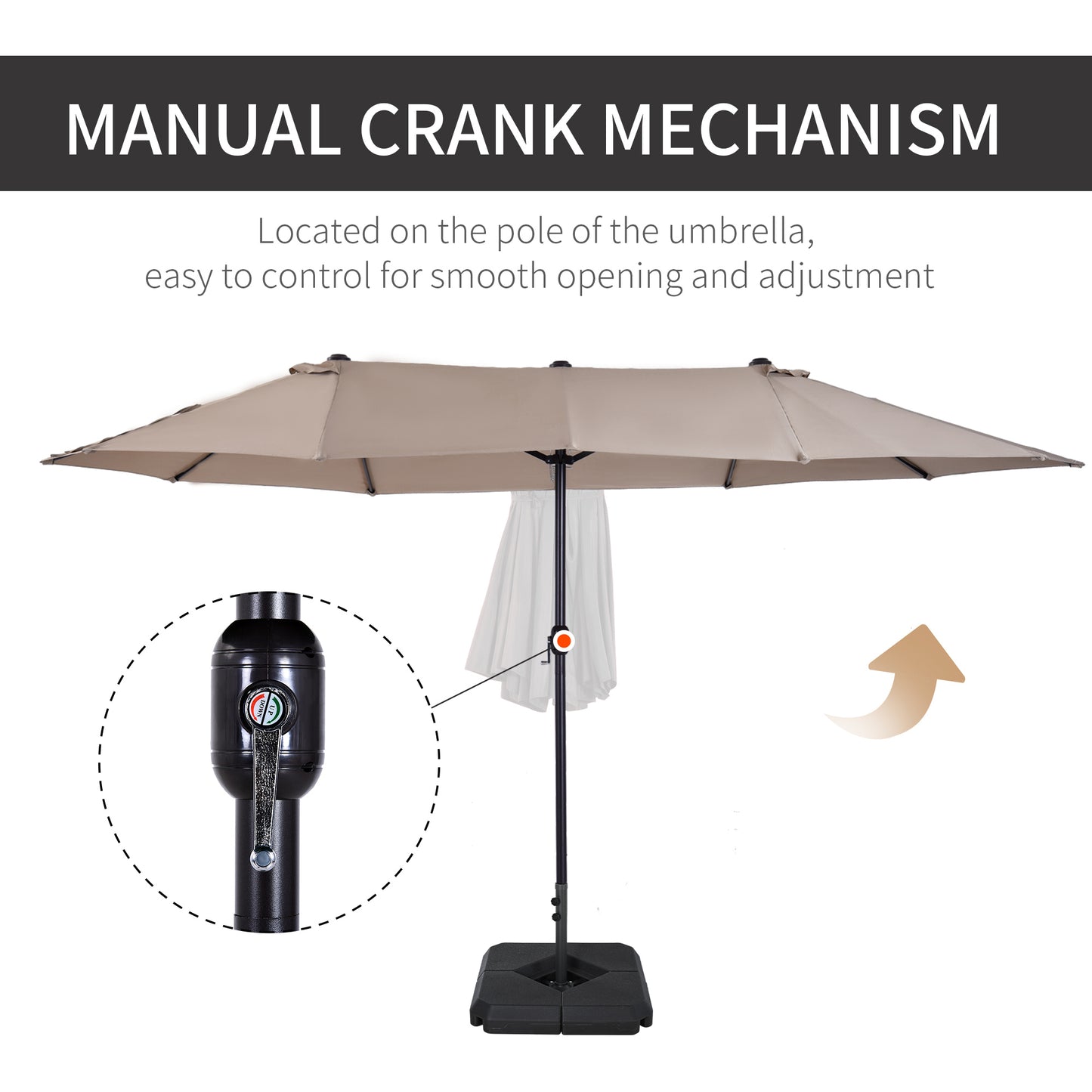 4.6m Garden Parasol Double-Sided Sun Umbrella Patio Market Shelter (1)