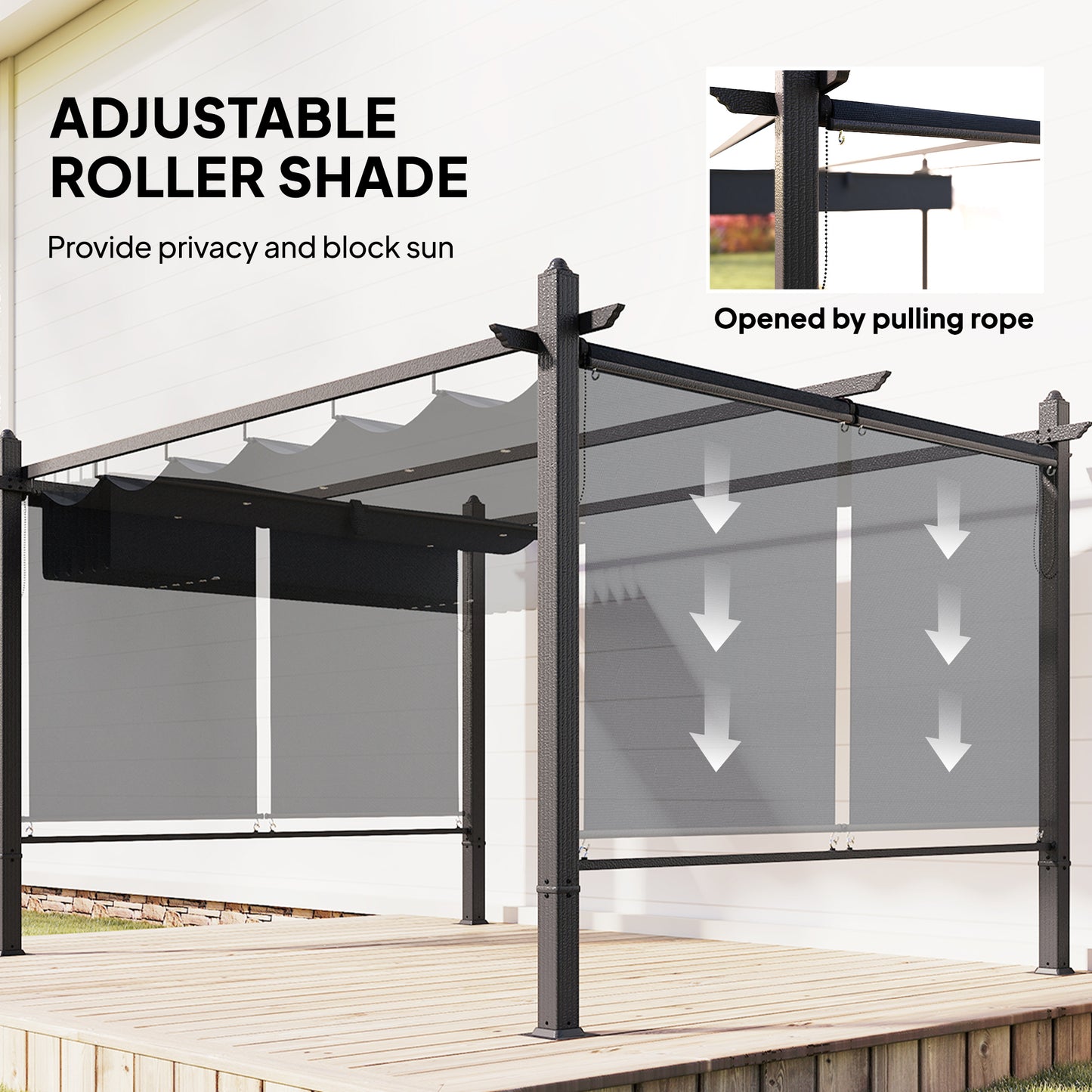 4 x 3 m Garden Pergola with Retractable Roof Canopy