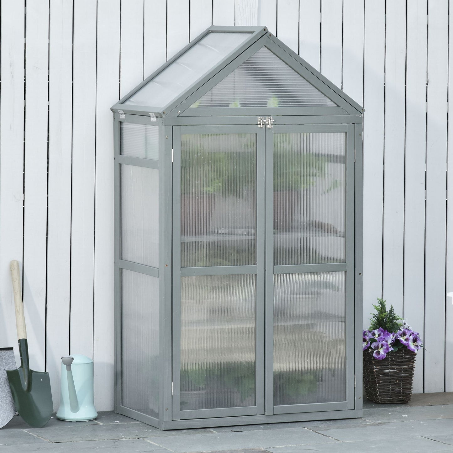 Garden Cold Frame Polycarbonate Greenhouse with Adjustable Shelves