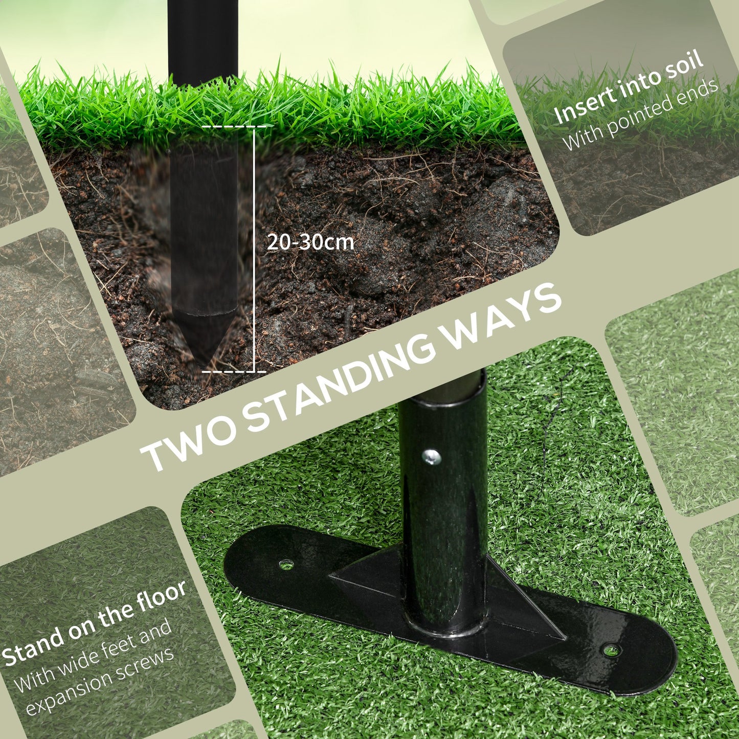 Garden Fence with 2 Standing Ways for Hard & Soft Ground