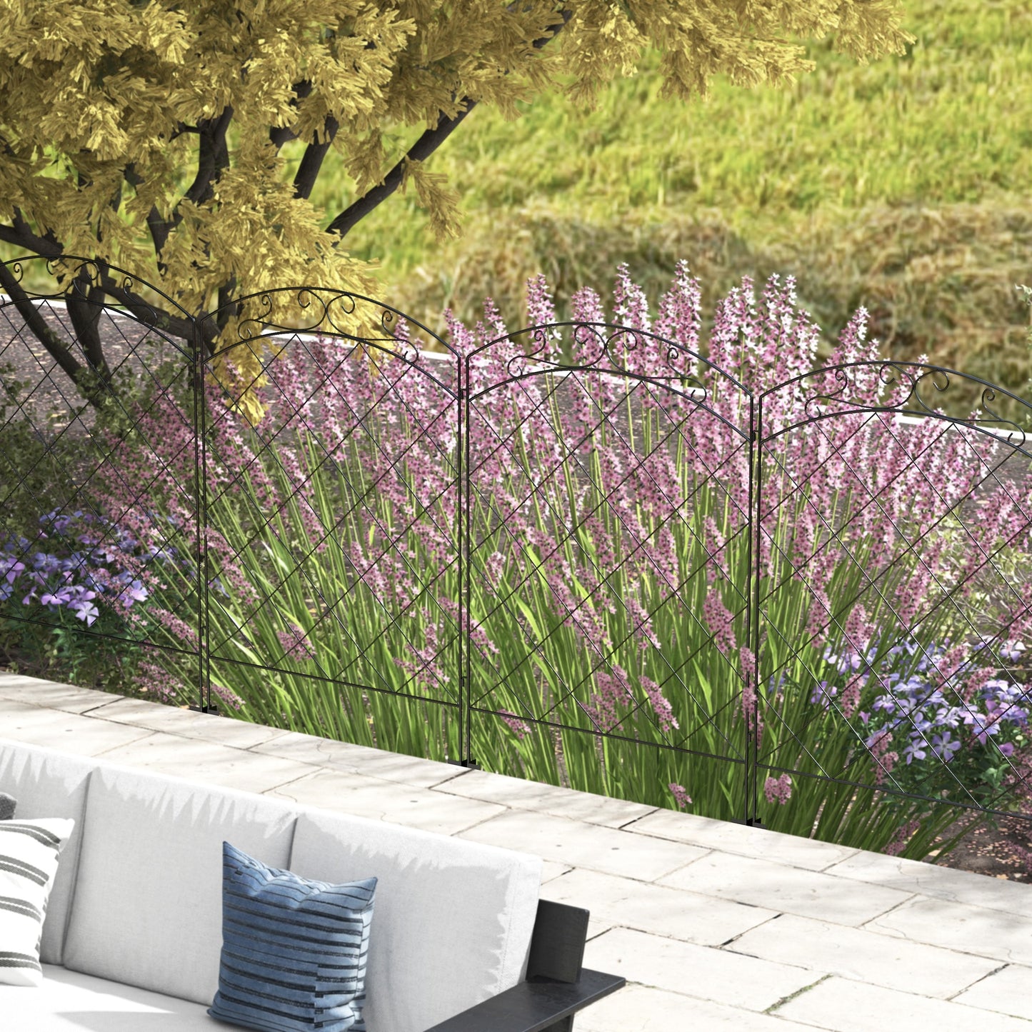 Decorative Garden Fencing, 43in x 11.4ft Outdoor Picket Fence Panels