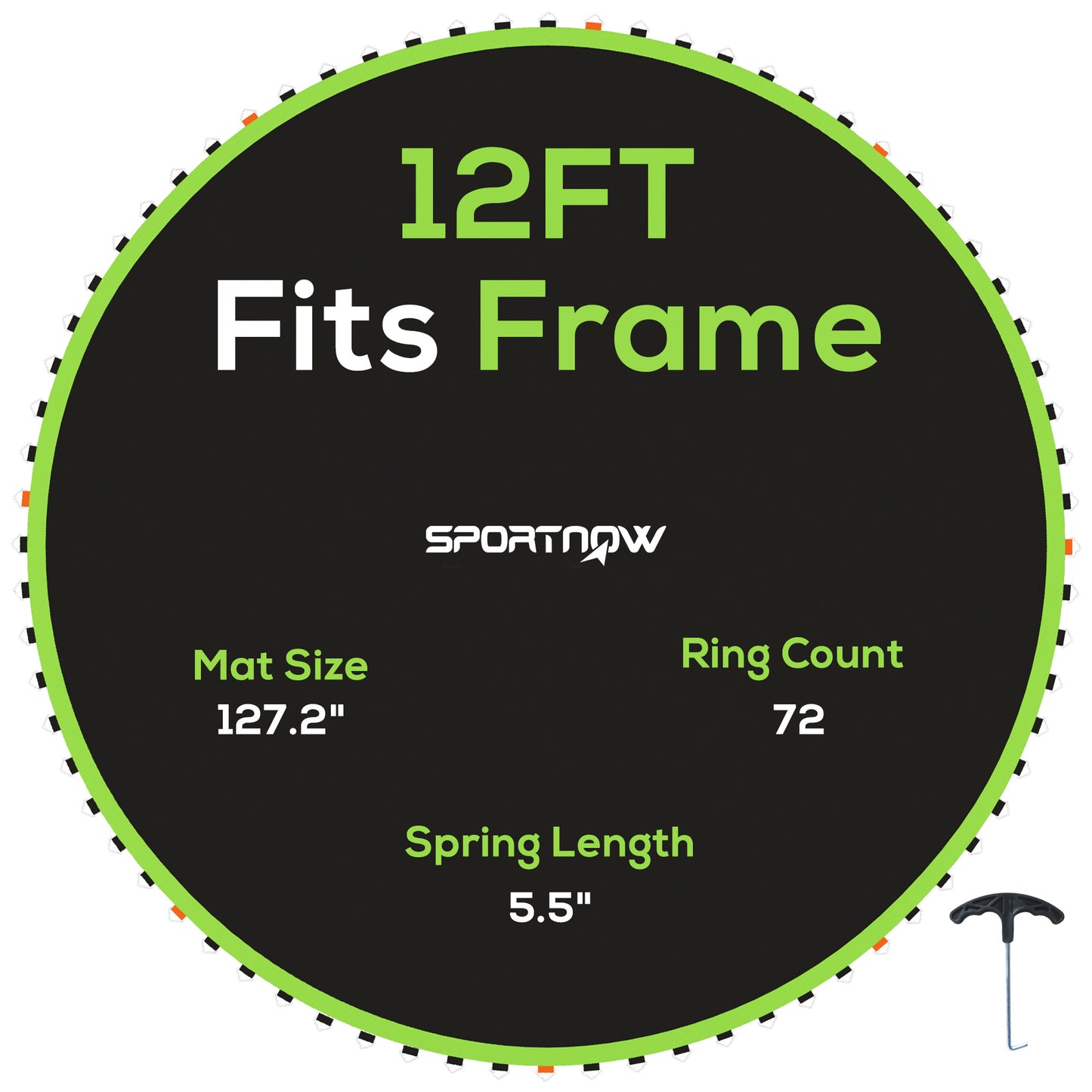 Replacement Trampoline Mat with Spring Pull Tool, 72 V-Hooks
