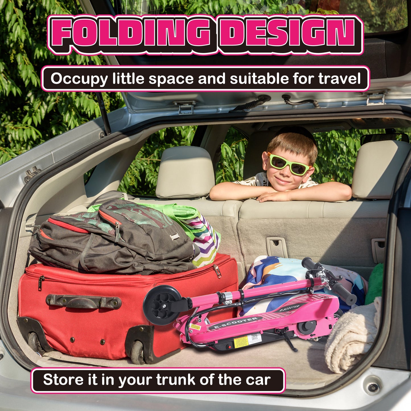 Foldable Electric Kids Scooter, Ride-on for Ages 7-14 Years