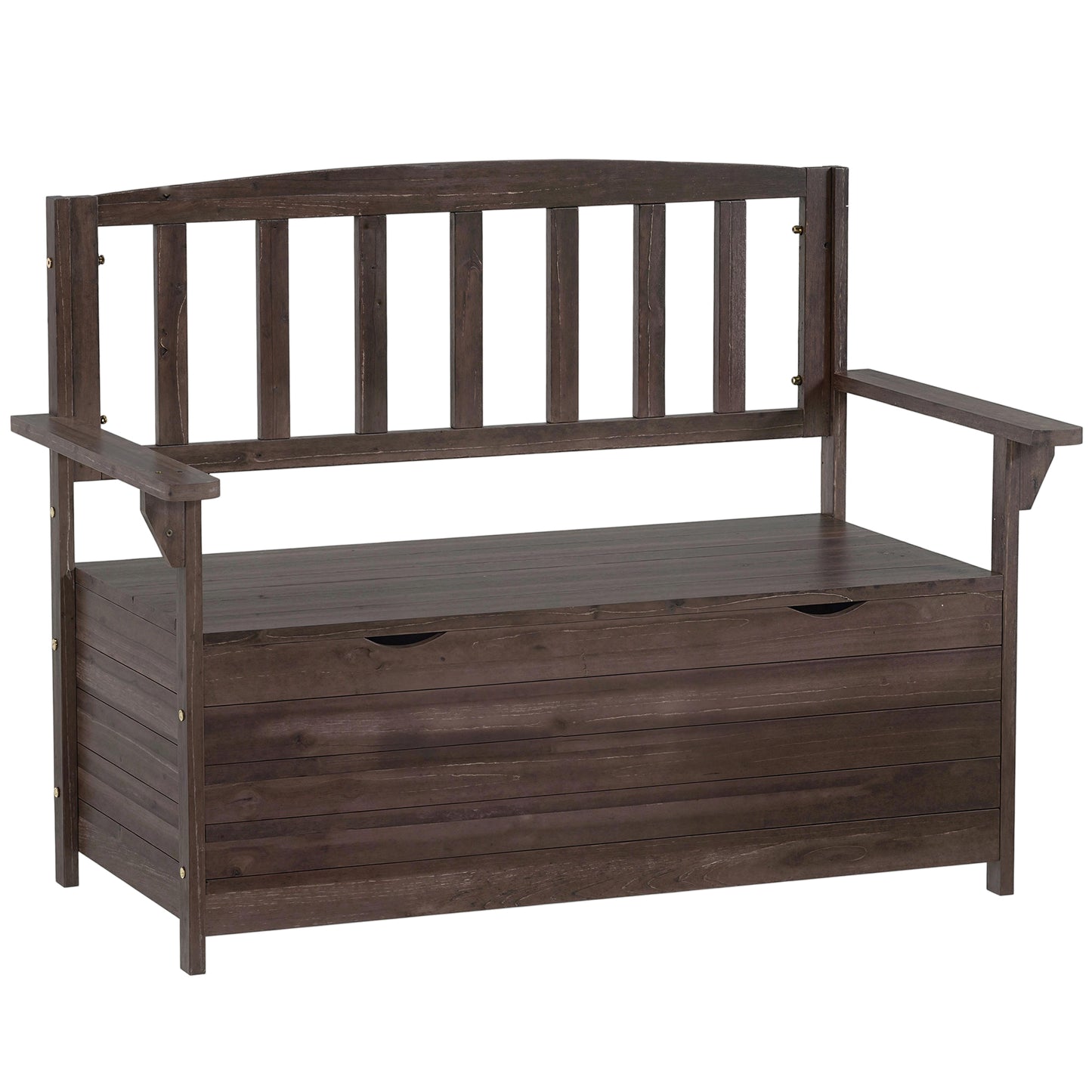 Outdoor 2 Seater Garden Bench, Wooden Bench with Storage, Backrest