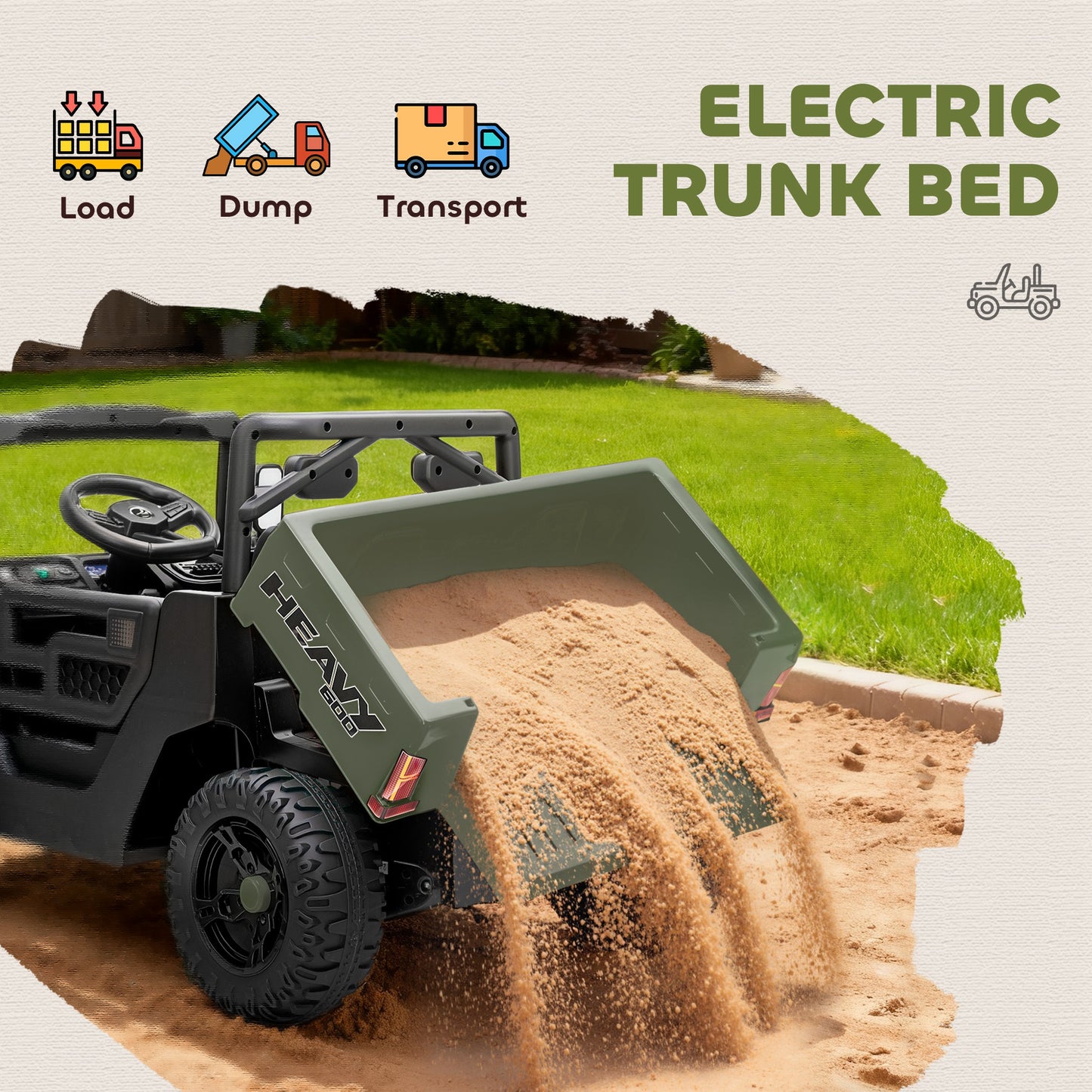 Kids Ride on Car, 12V Electric Kids UTV with Electric Dump Bed