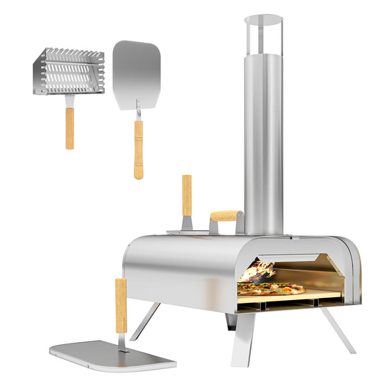 Outdoor Pizza Oven, Portable Wood Pellet Pizza Oven with Pizza Stone