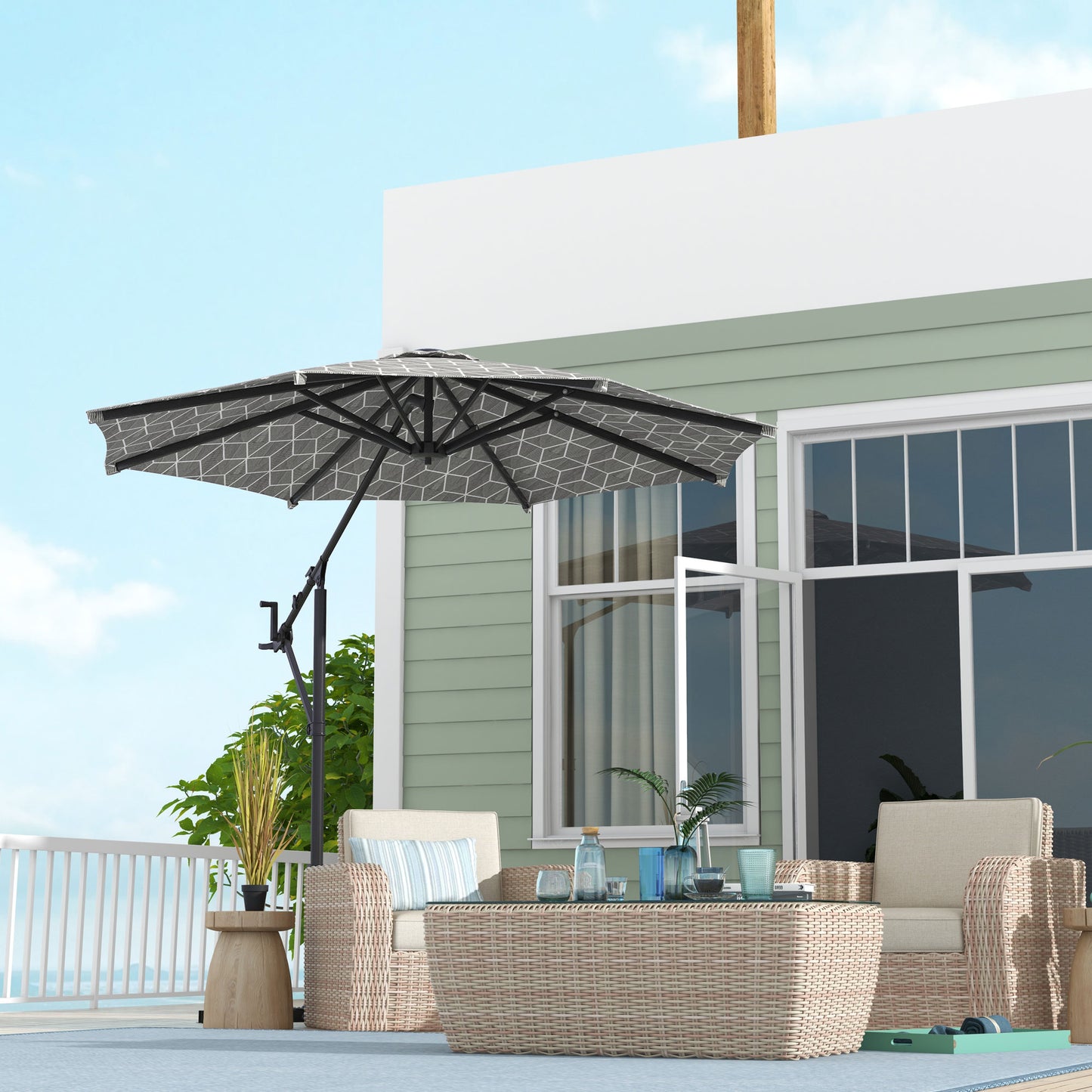 3(m) Convertible Cantilever Parasol and Centre-post Garden Parasol