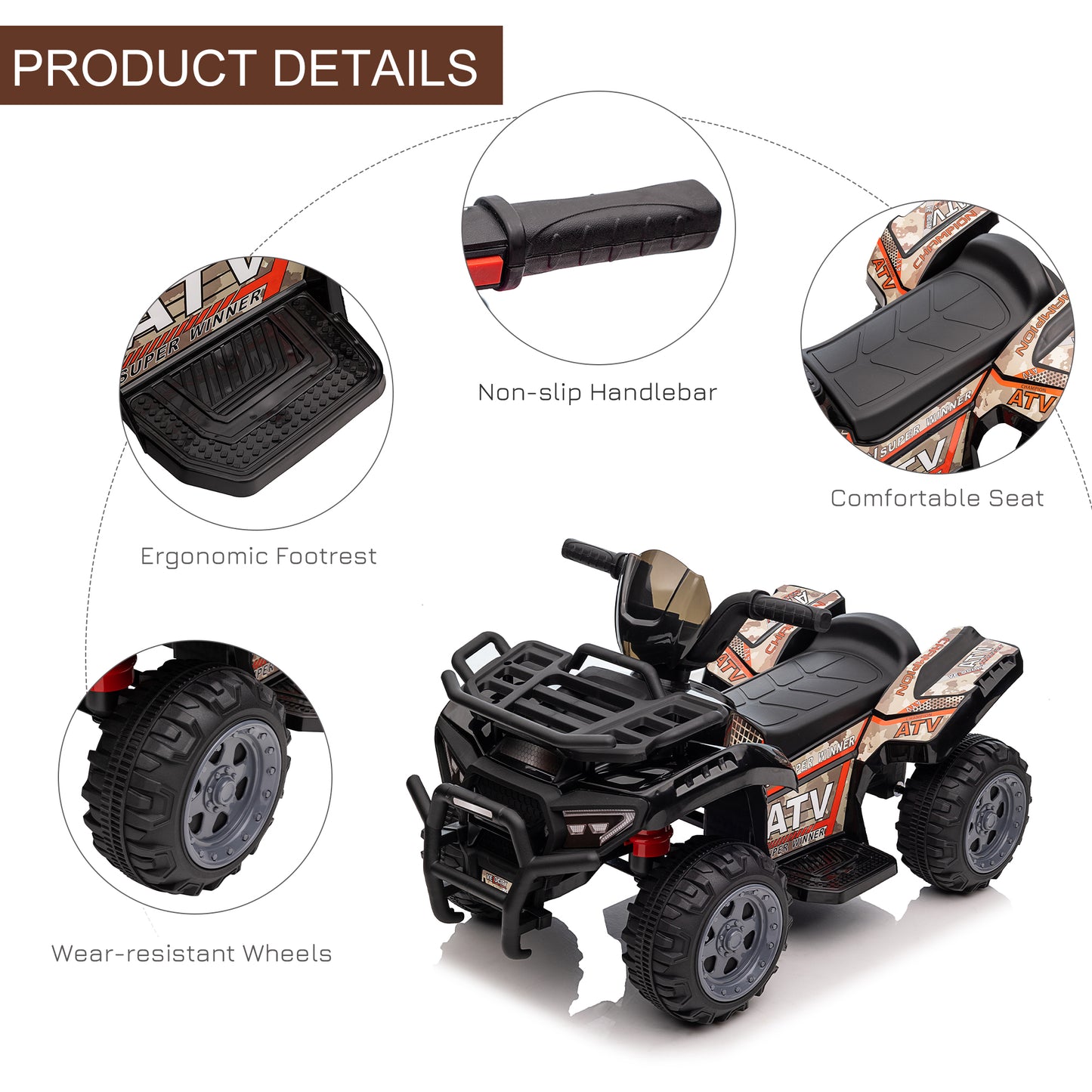 Kids Ride-on Four Wheeler ATV Car with Real Working Headlights