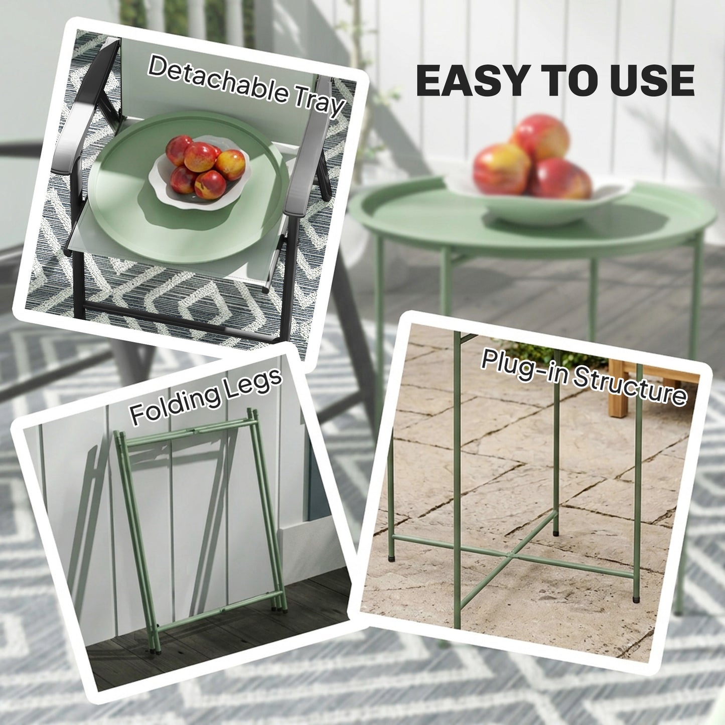 Steel Removable Tray Top Garden Table - Blue