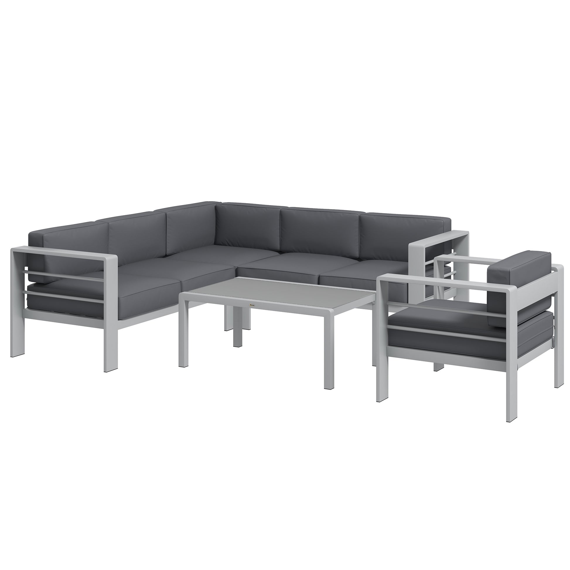 Five-Piece Aluminium Garden Sofa Set, with Glass-Top Table
