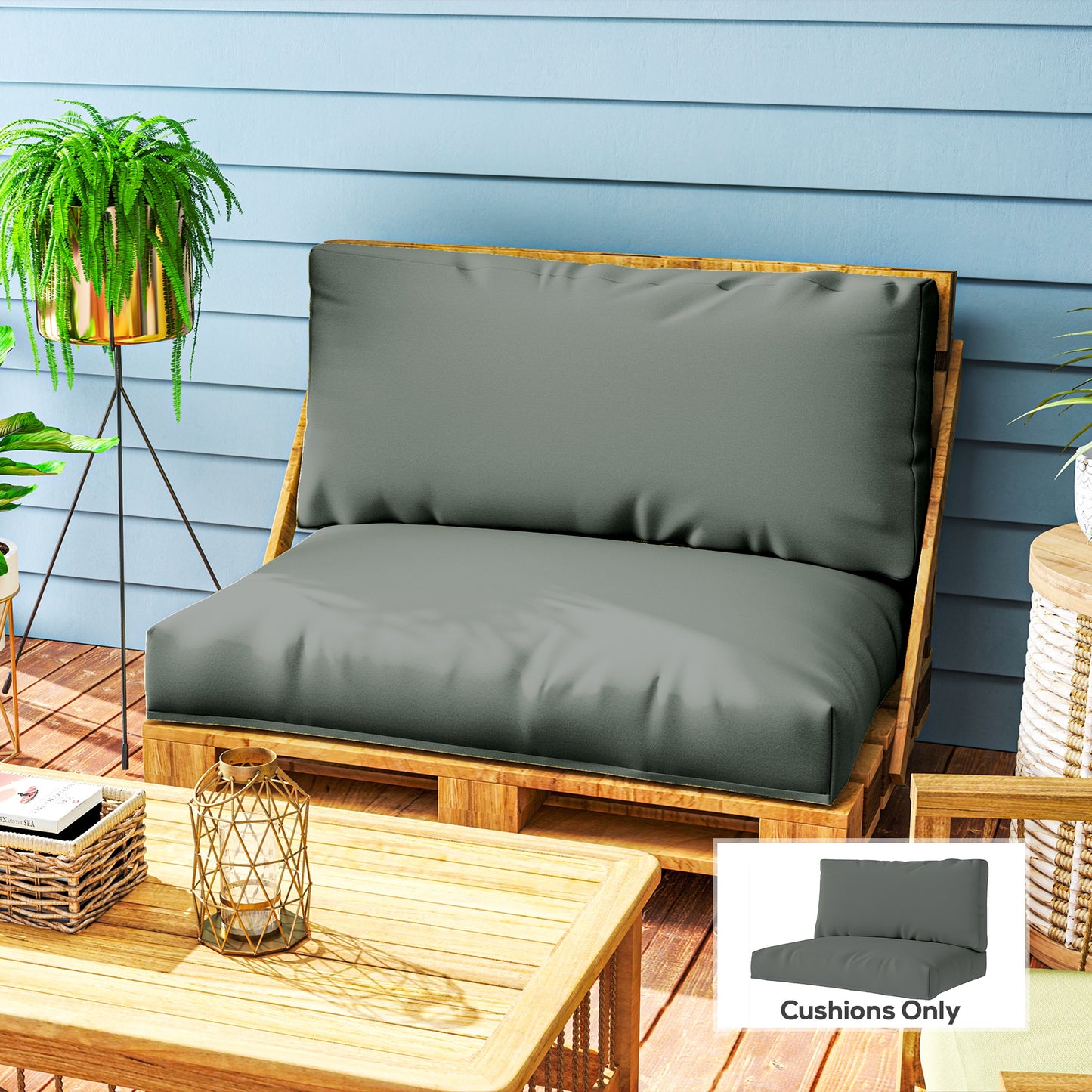 Two Piece Seat Pallet and Back Cushions
