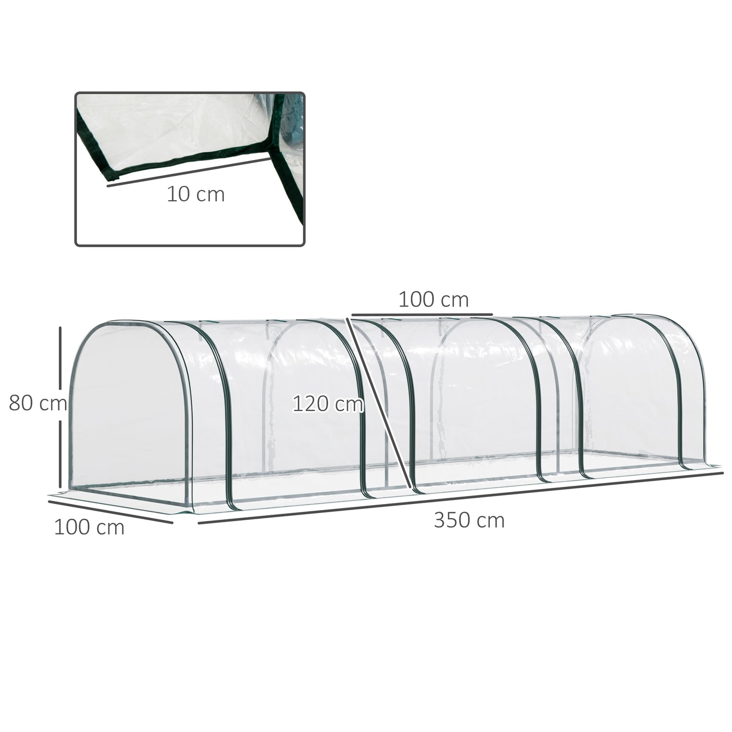 Mini Greenhouse, Small Polytunnel Green House with Zipped Doors
