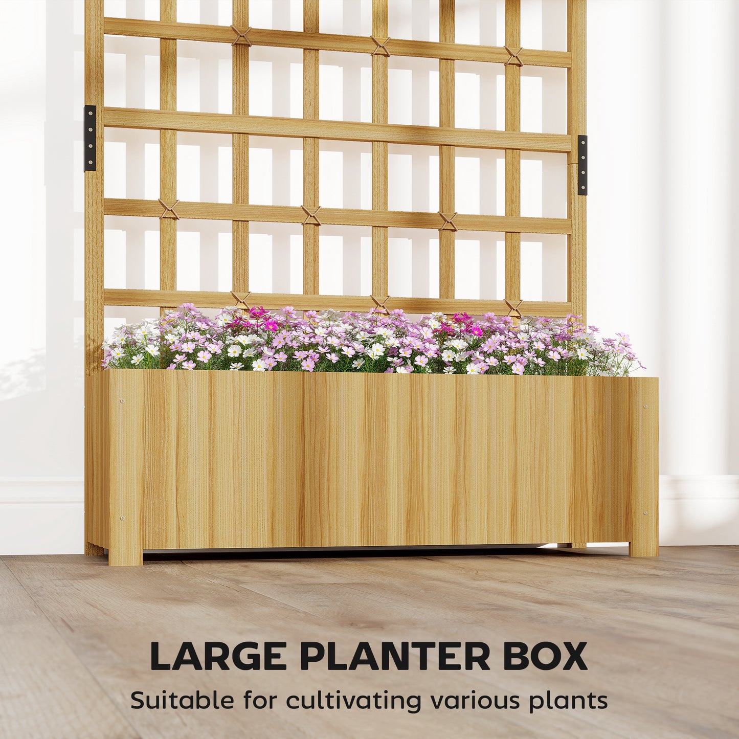 Wooden Raised Planter with Trellis