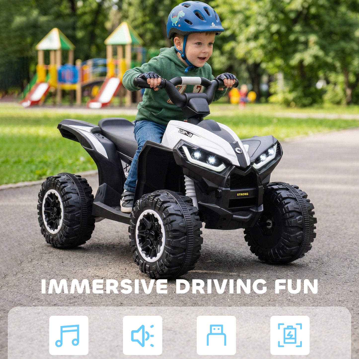 12V Ride-On Quad Bike w/ Music, Horn, for Ages 3-5 Years