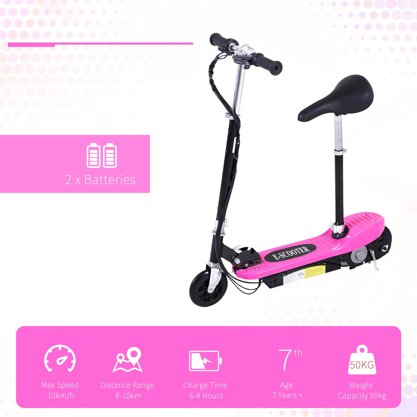 Foldable Electric Scooter Ride on for Kids 12V 120W W/Brake Kickstand