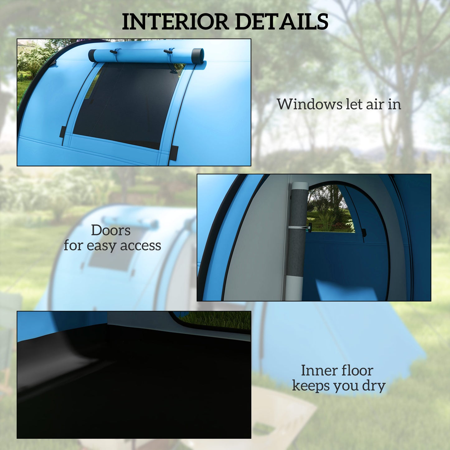 Four Man Duo Room Tunnel Tent, with Accessories