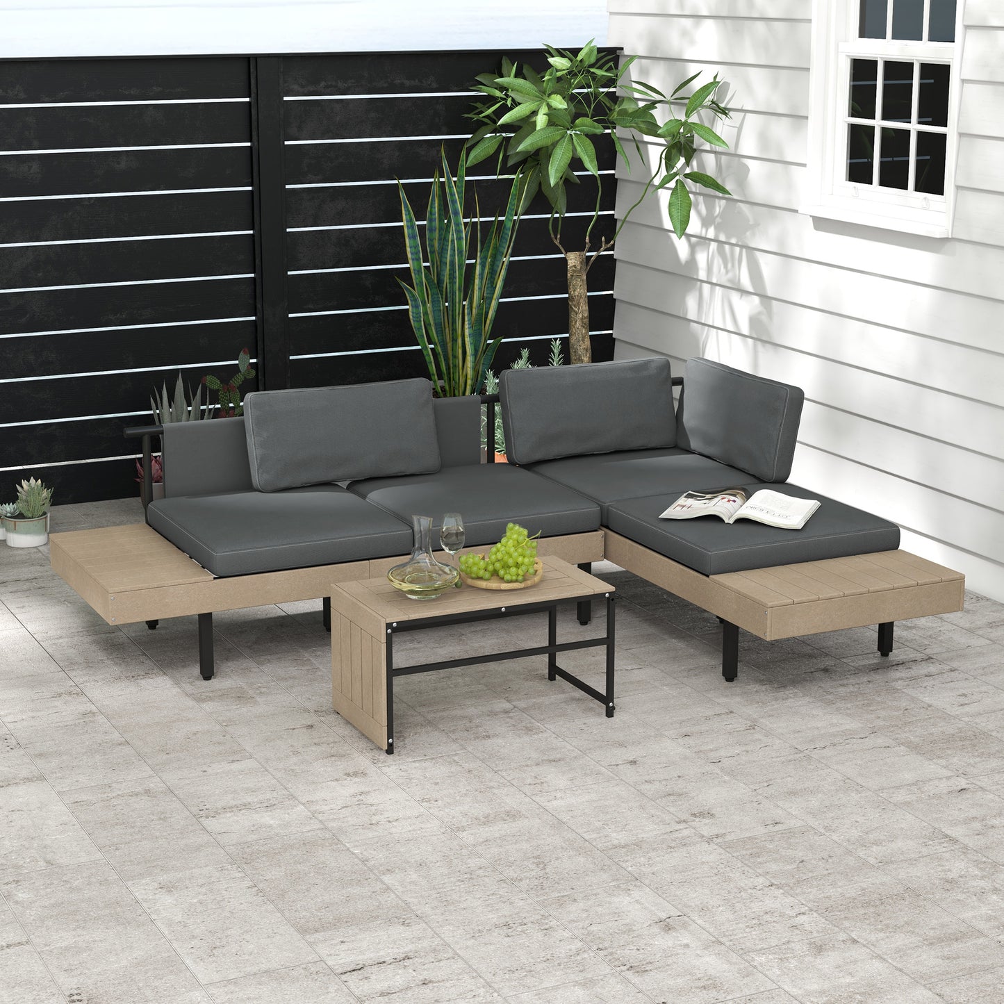 Three-Piece 'L' Garden Sofa Set
