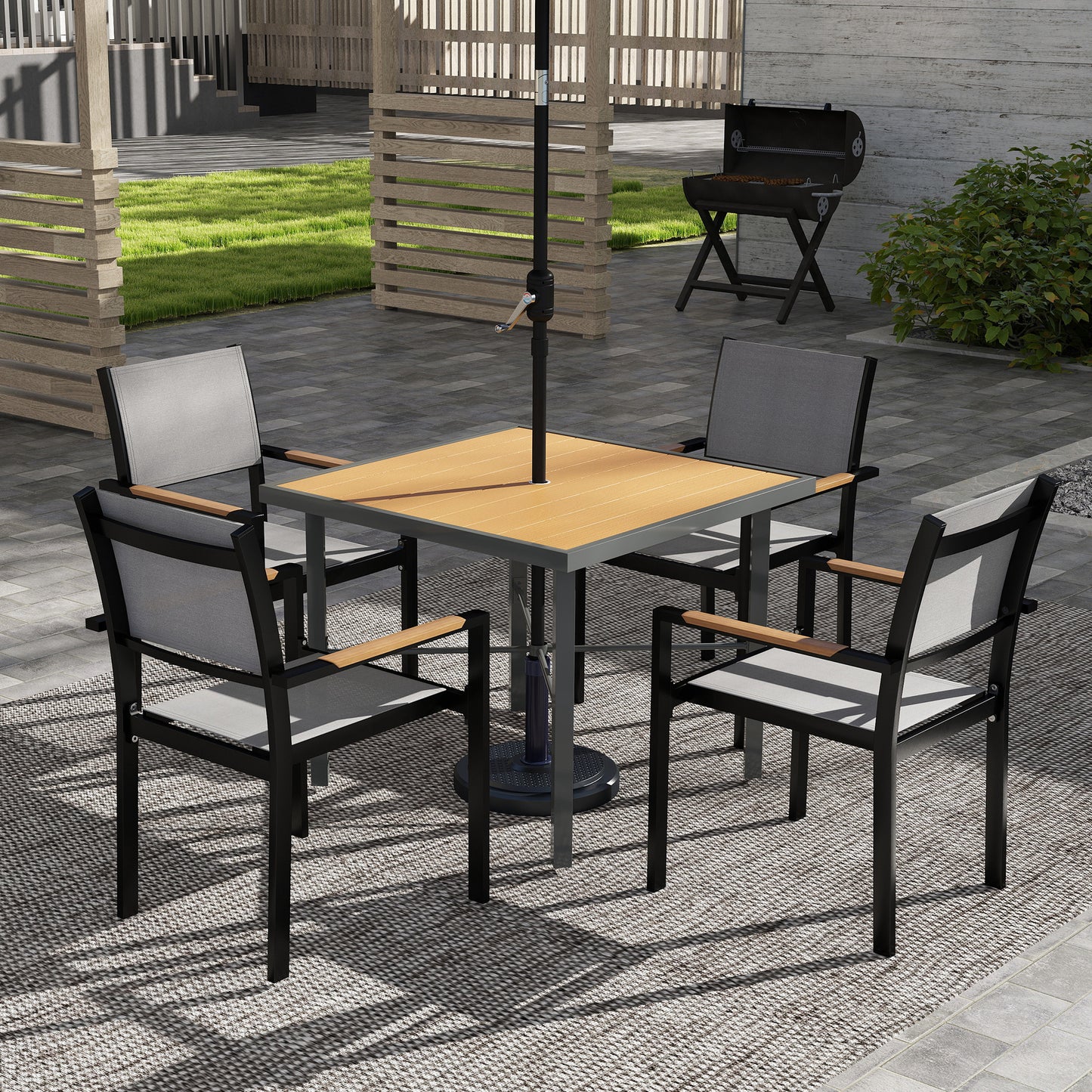 Garden Table for 4, 90 cm Rectangular Outdoor Dining Table