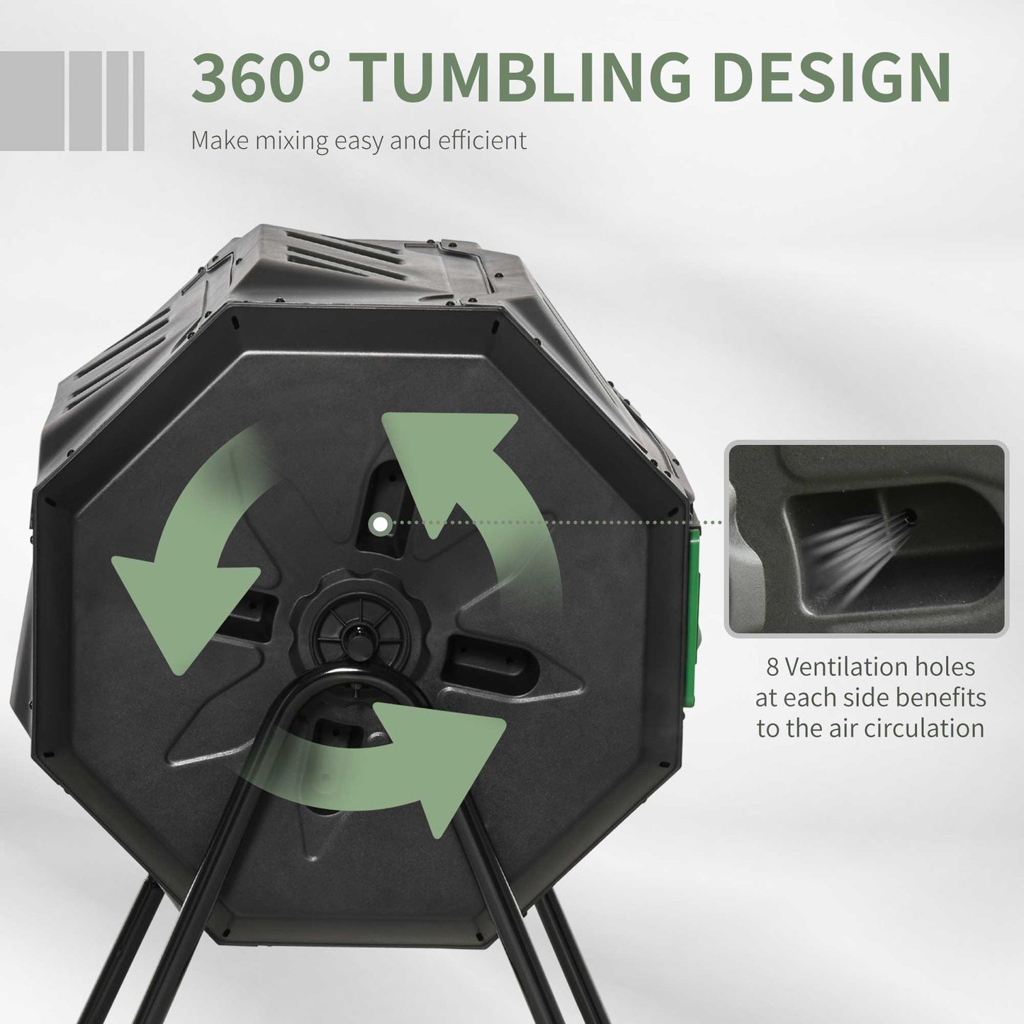 160L 360° Rotating Dual Chamber Composter