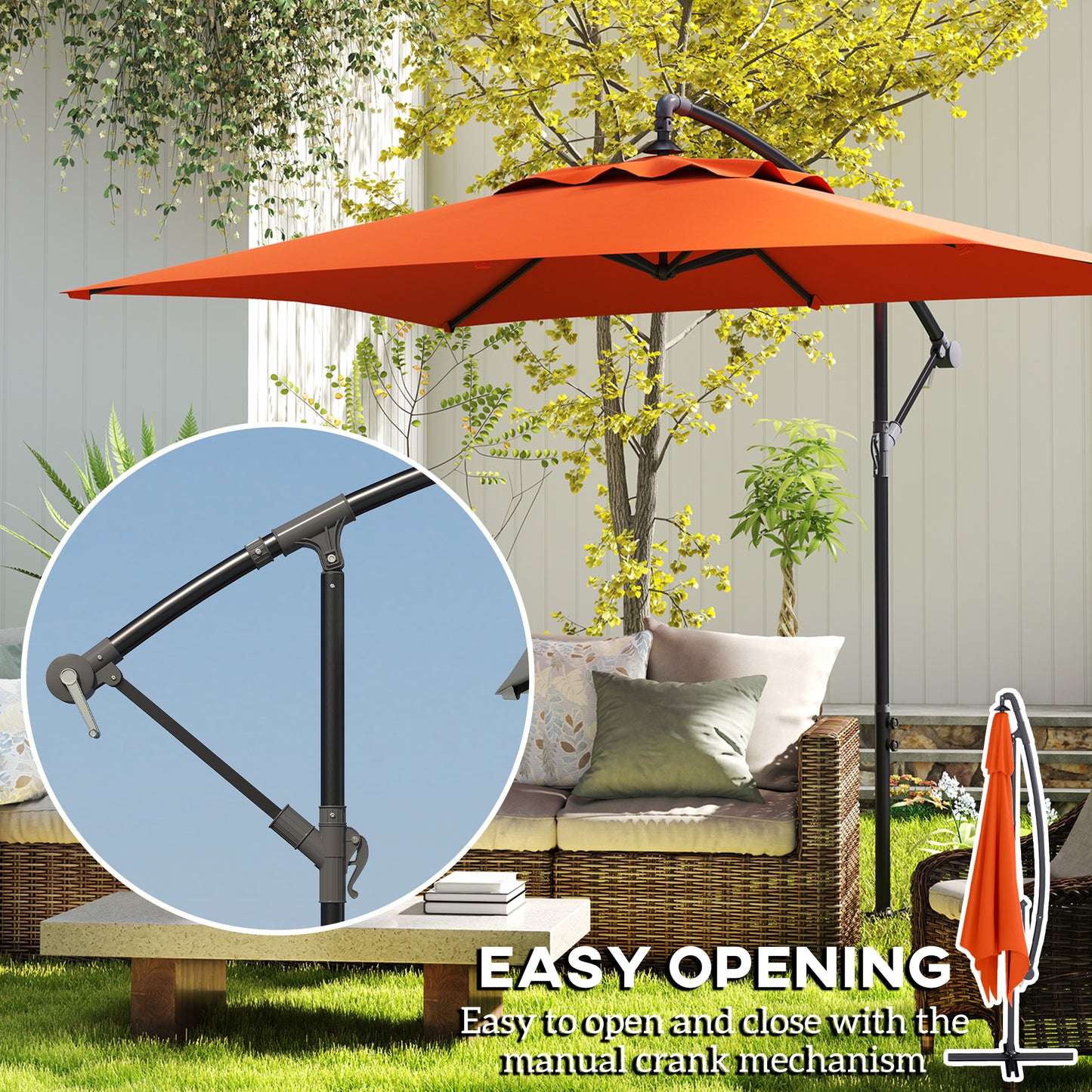 3(m) Cantilever Overhanging Parasol, with Cross Base