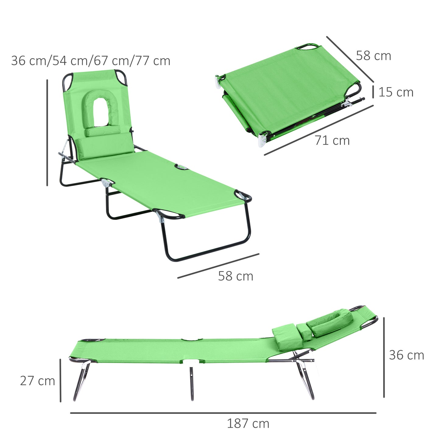 Folding Sun Lounger with Face Hole