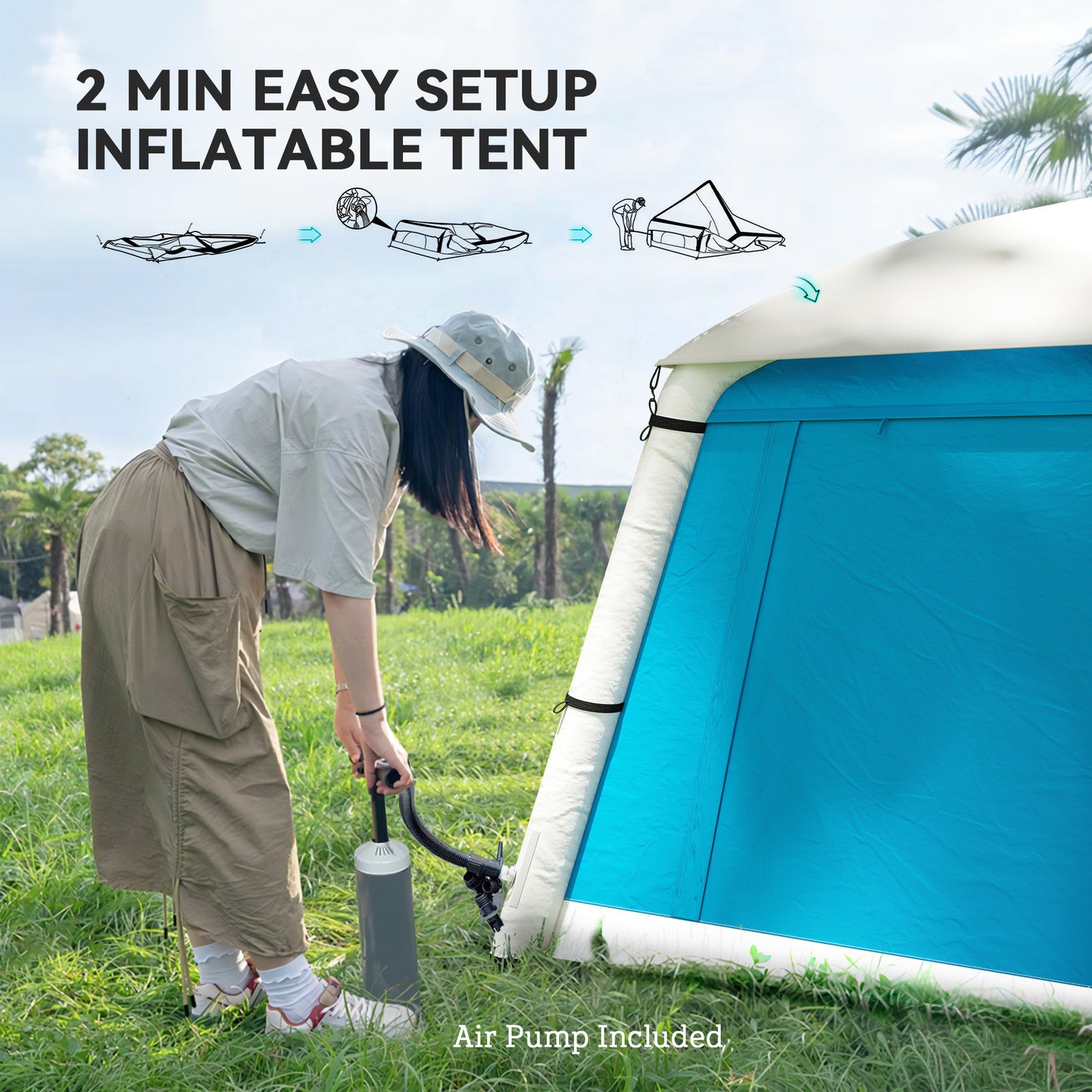 Inflatable Camping Tent w/ Hand Pump