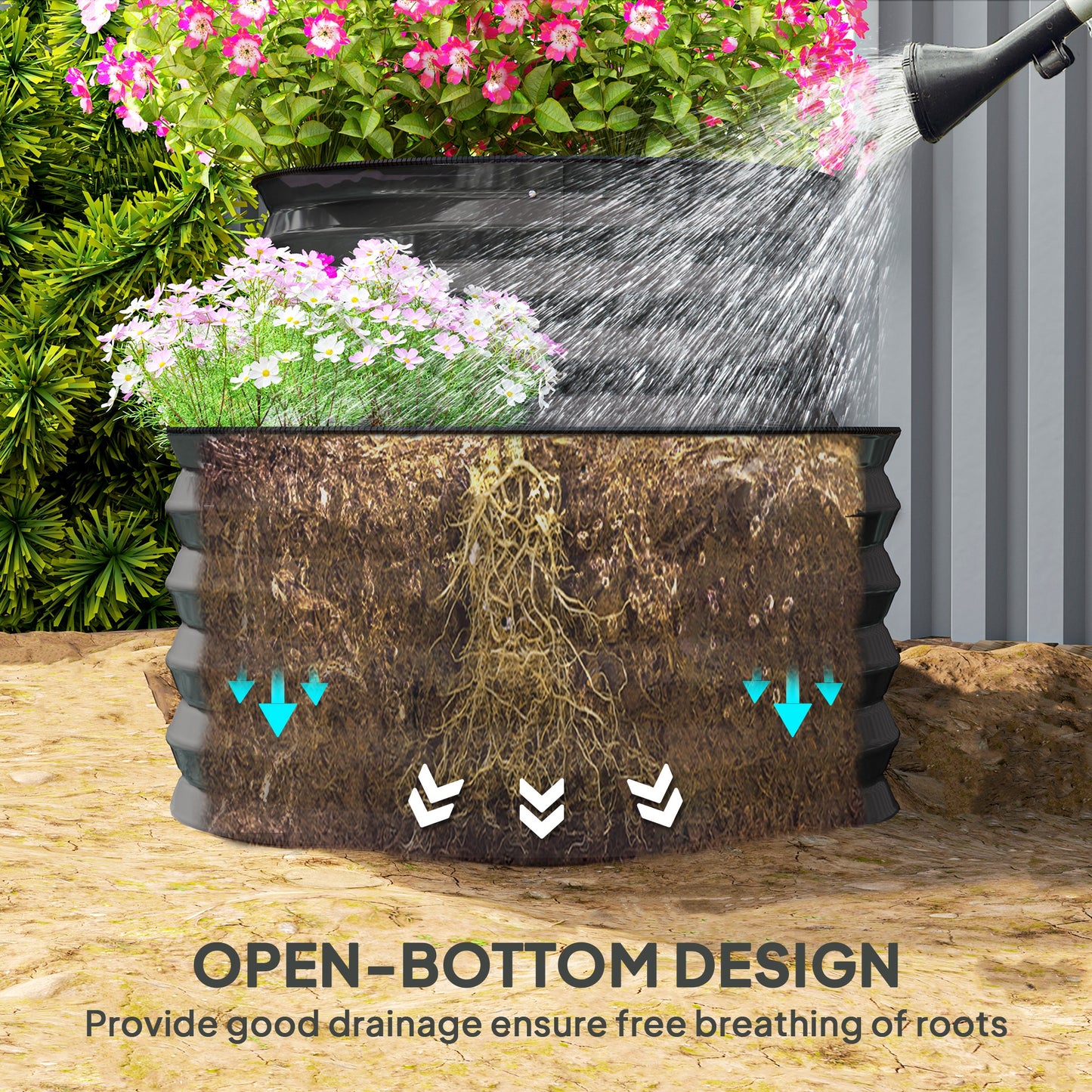Two-Tier Galvanised Steel Garden Planter (1)