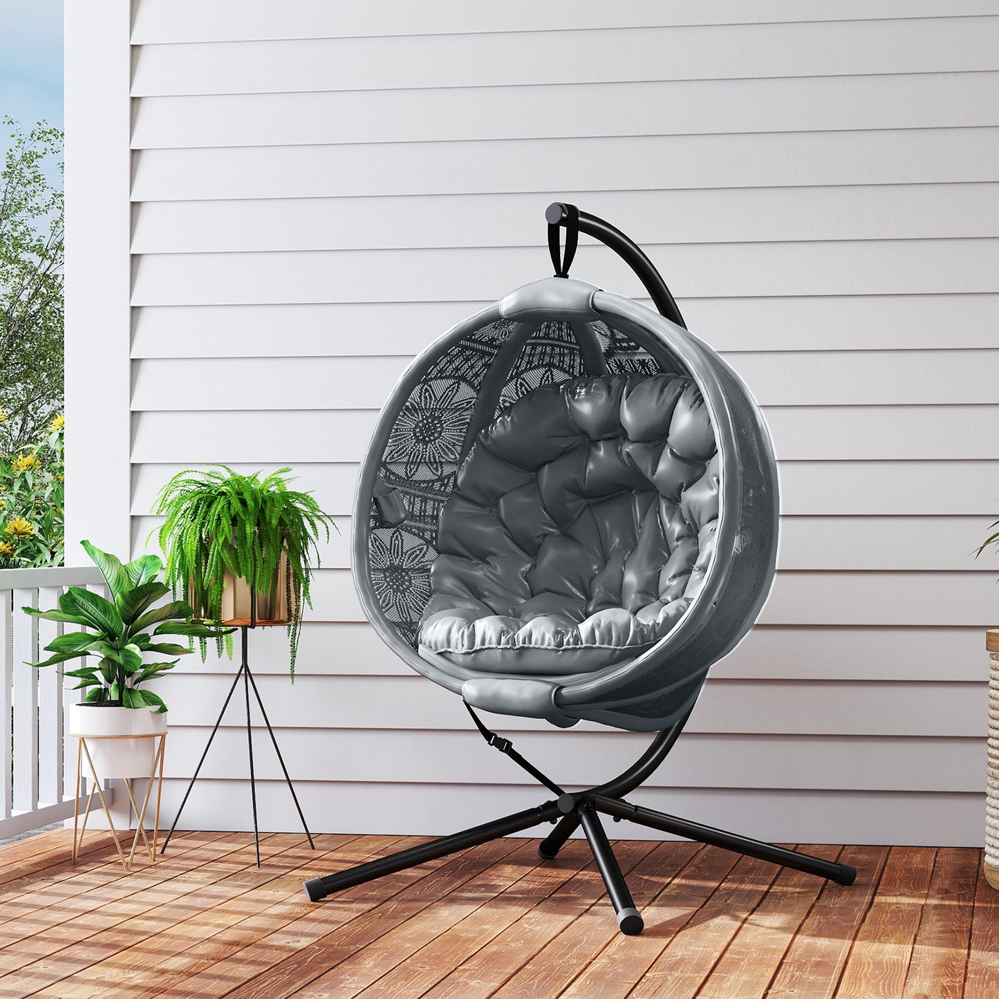 Round Egg Basket Chair, with Steel Stand